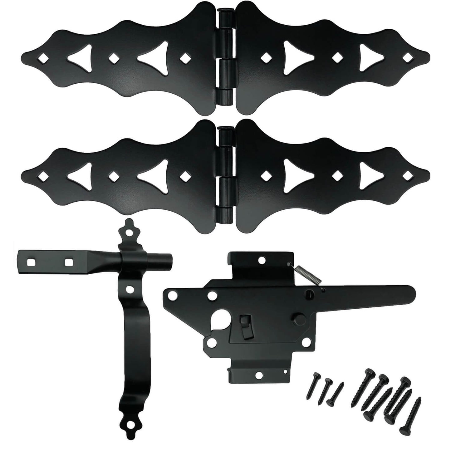 Jake Sales Gate Hardware Kits - Single/Double Gates, Dual Latch, Black Coated