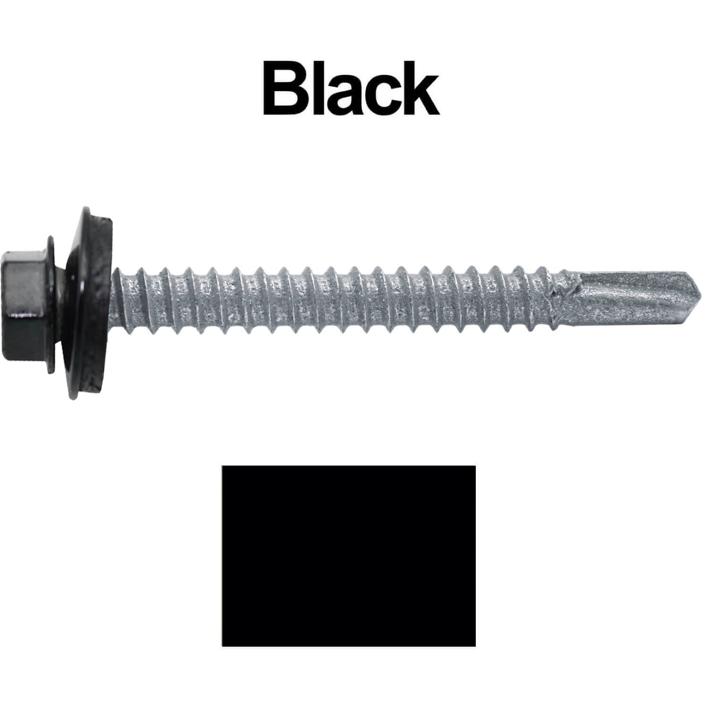 #12 x 2" Metal to Metal Type #3 Metal Roofing Screws - Hex Head Drill Point - 9/16" EPDM Washer.