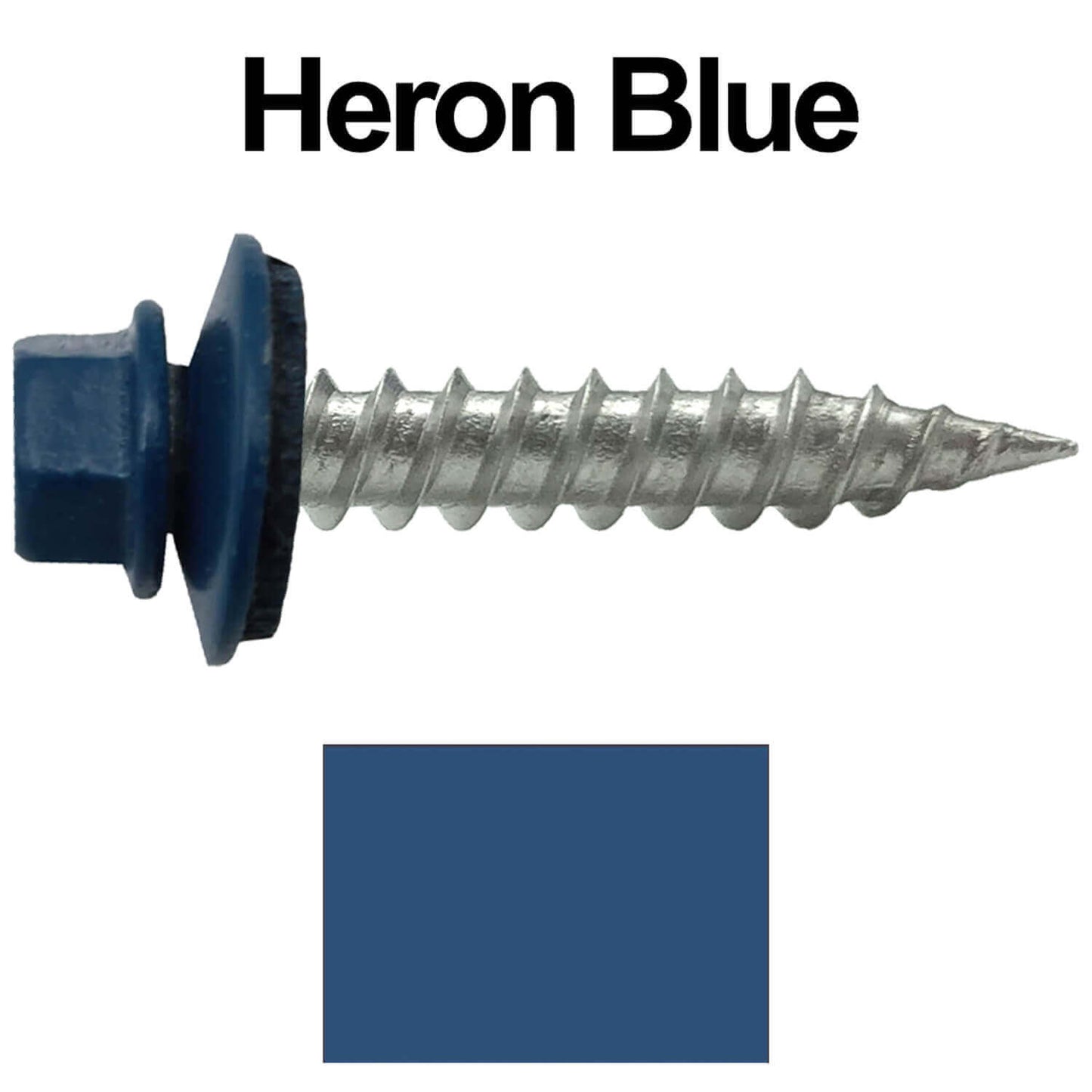 #9 x 1" Stainless Steel Metal Roofing Screws - Hex Washer Head - Self-Piercing (SP) tip metal to wood siding screws. EPDM washer. Colored head.