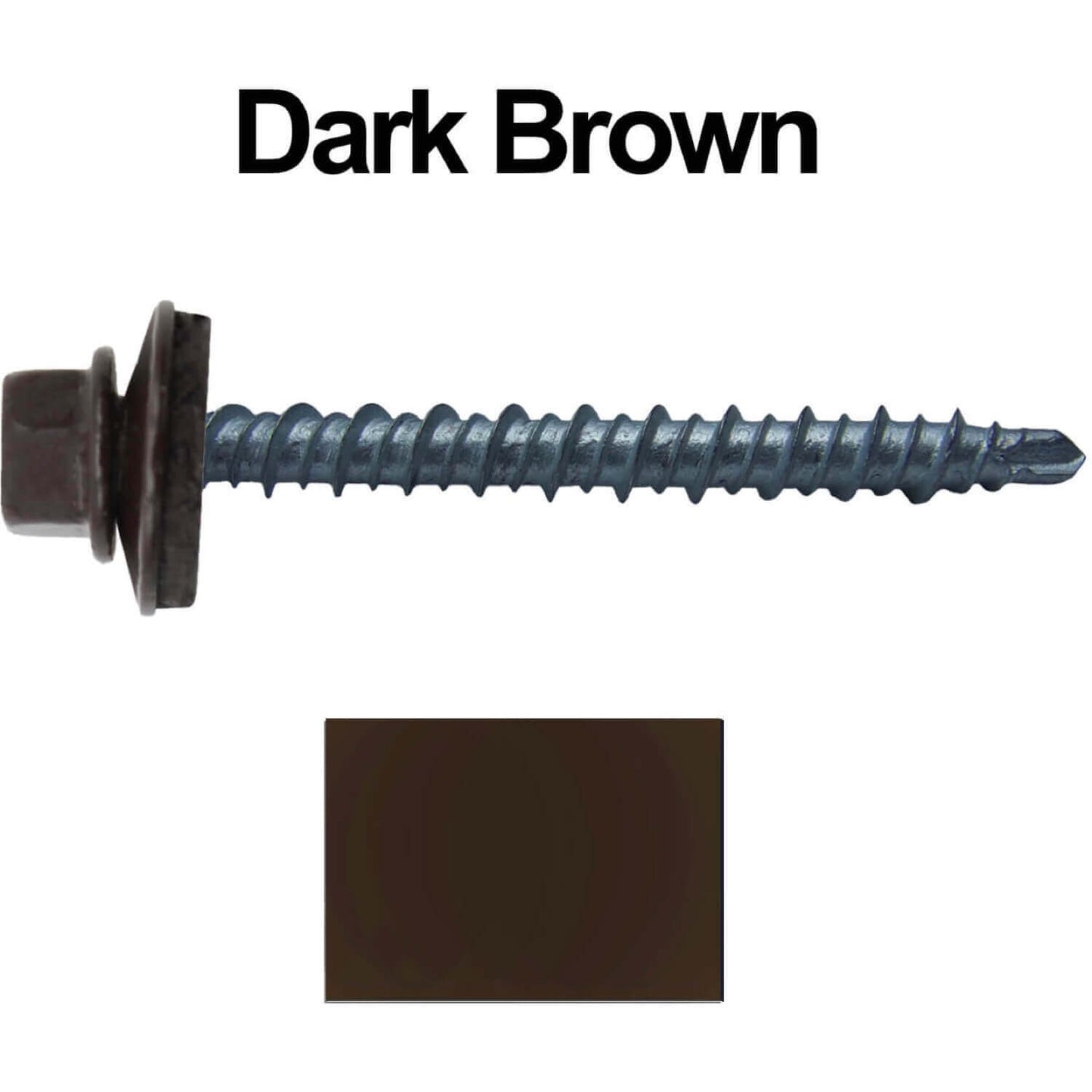 10 x 2" - Mini Driller Sheet Metal Roofing Screw - Hex Washer Head - Self starting metal to wood siding screws. EPDM washer. Colored head.