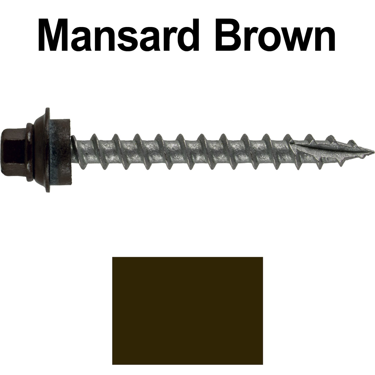 12 X 2" Metal Roofing Screws For OSB and Plywood - Galvanized Metal to Wood Type 17 Tip - 1/4" Hex Head - Assembled EPDM Washer