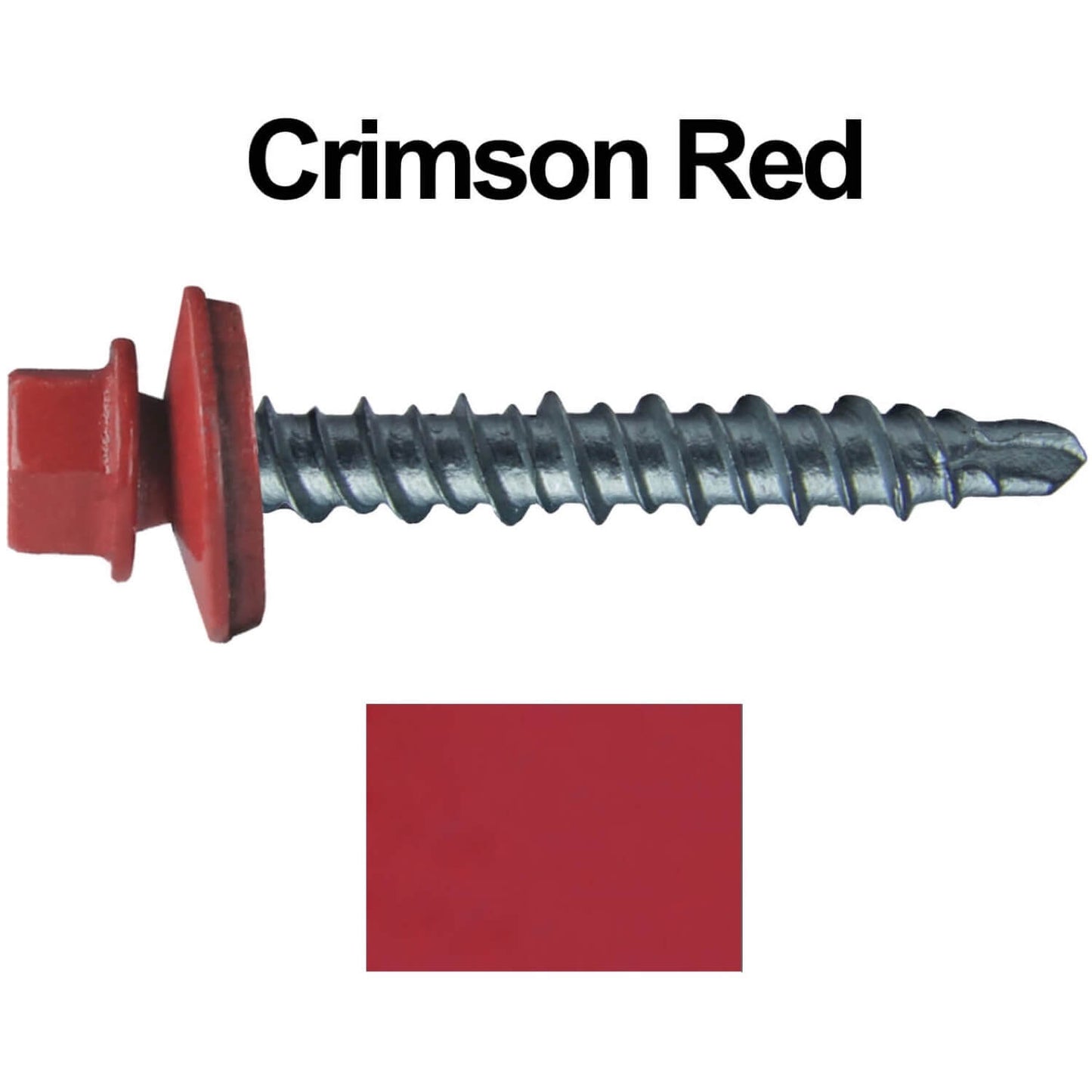 #10 x 1" Mini Driller Sheet Metal Roofing Screw - Hex Washer Head - Self starting metal to wood siding screws. EPDM washer. Colored head.