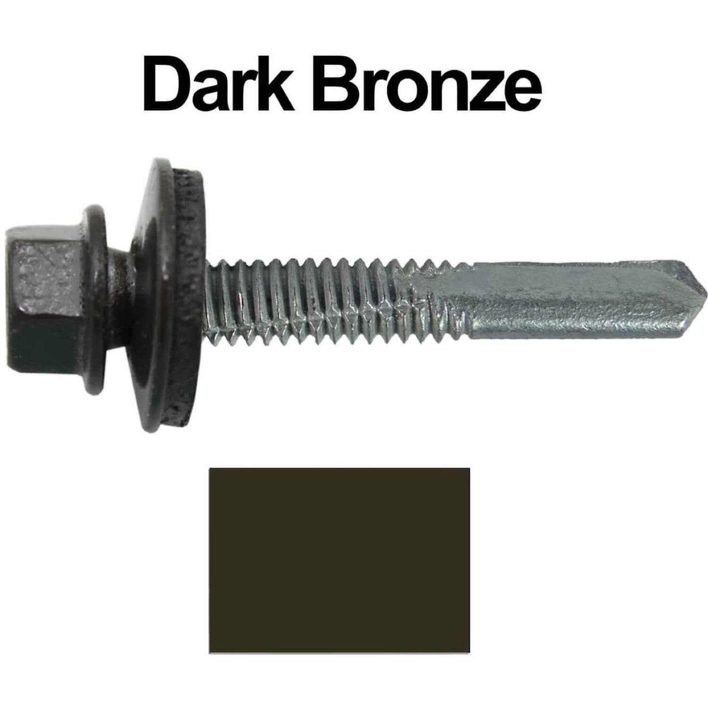 #12 x 1-1/2" Metal to Metal Type #5 Roofing Screws - Hex Head Drill Point. 9/16" EPDM Washer. Colored Head.