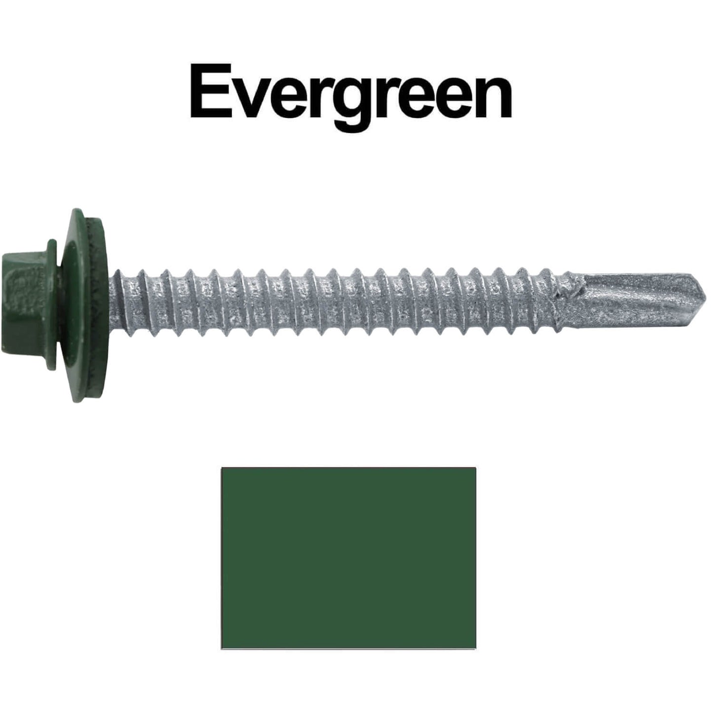 #12 x 2" Metal to Metal Type #3 Metal Roofing Screws - Hex Head Drill Point - 9/16" EPDM Washer.