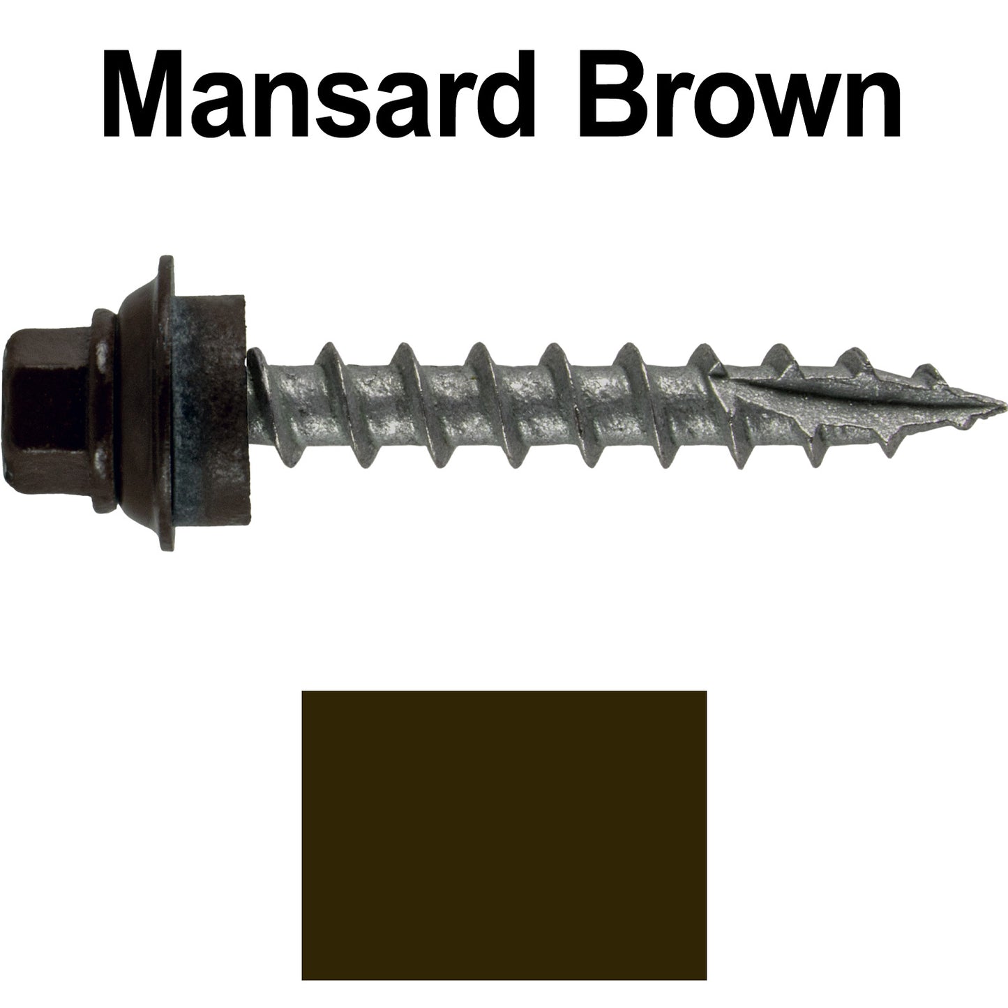 12 X 1-1/2" Metal Roofing Screws For OSB and Plywood - Galvanized Metal to Wood Type 17 Tip - 1/4" Hex Head - Assembled EPDM Washer