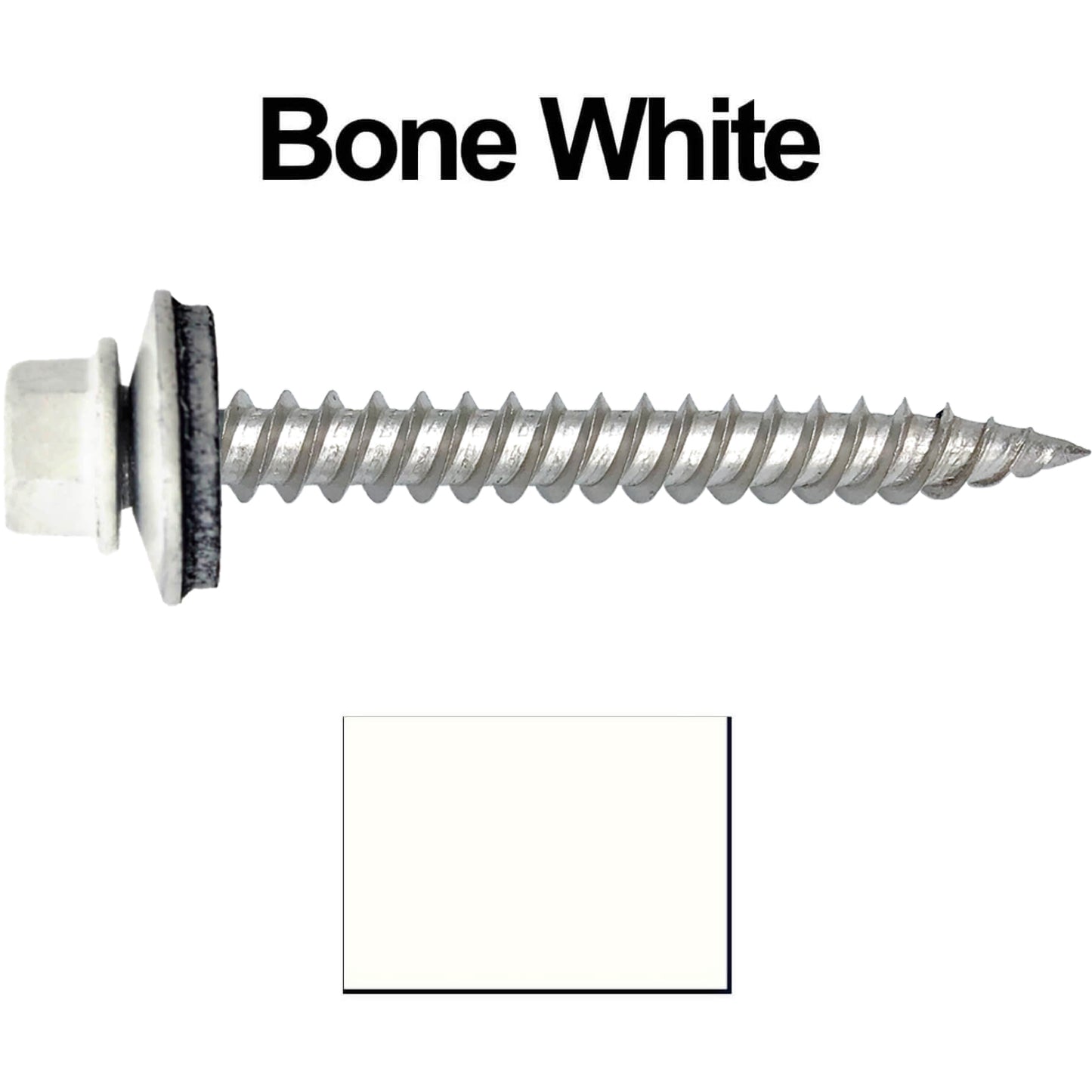 12 x 2" Stainless Steel Metal Roofing Screw - Hex ReGrip Washer Head - Self starting/self tapping - EPDM washer. Colored head.
