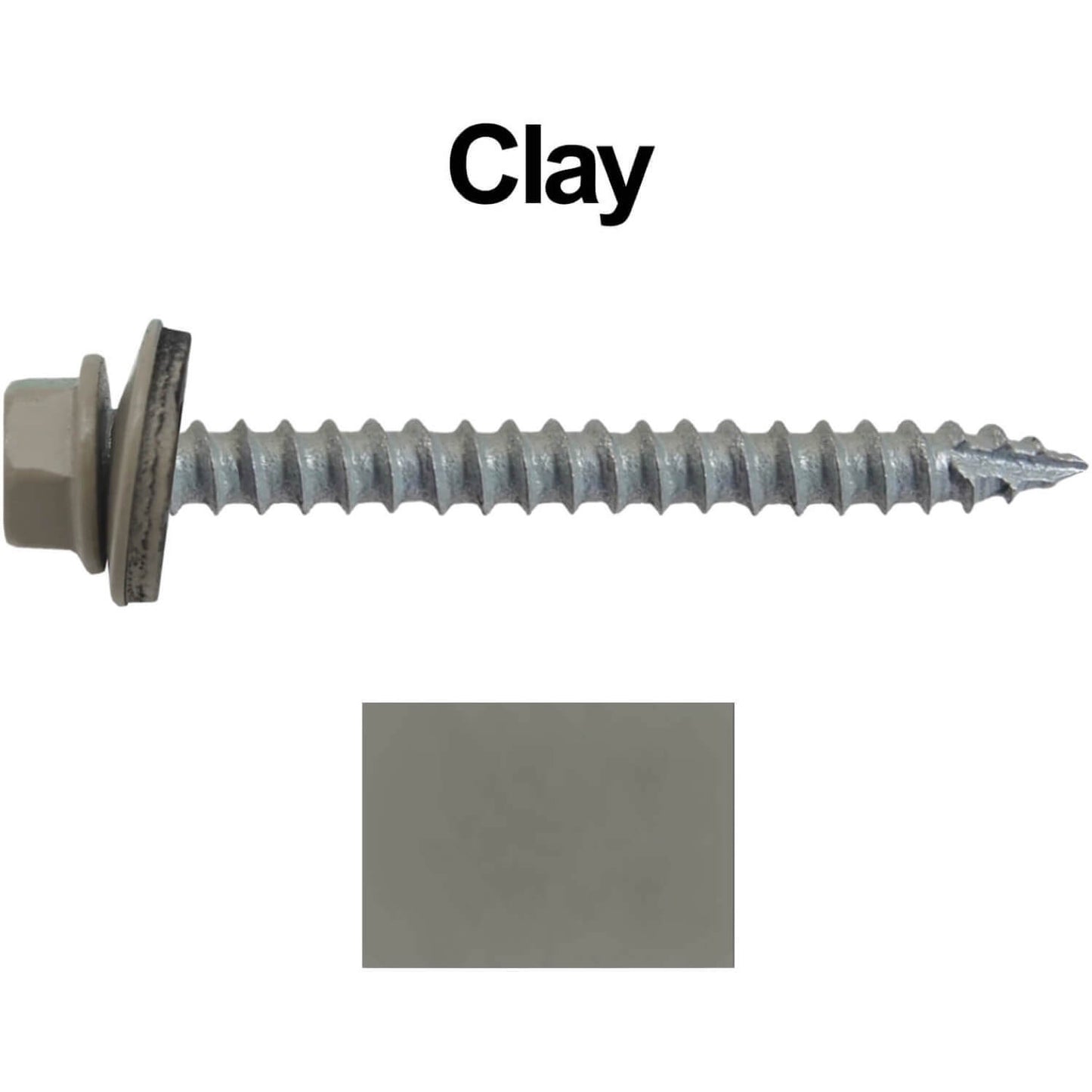 #14 x 2-1/2" Metal ROOFING SCREWS - Hex Washer Head - Self starting/self tapping - EPDM washer. Colored head.