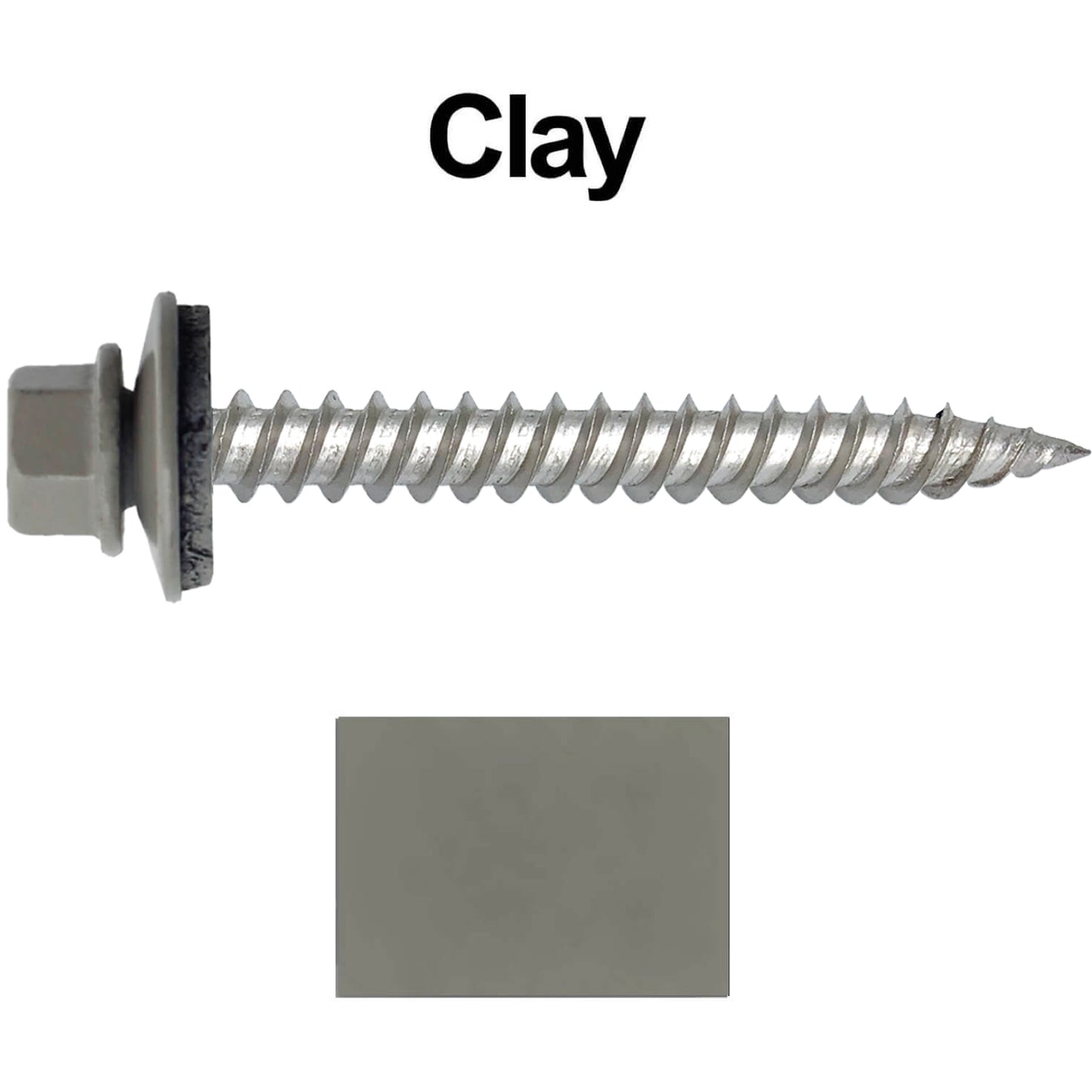 12 x 2" Stainless Steel Metal Roofing Screw - Hex ReGrip Washer Head - Self starting/self tapping - EPDM washer. Colored head.