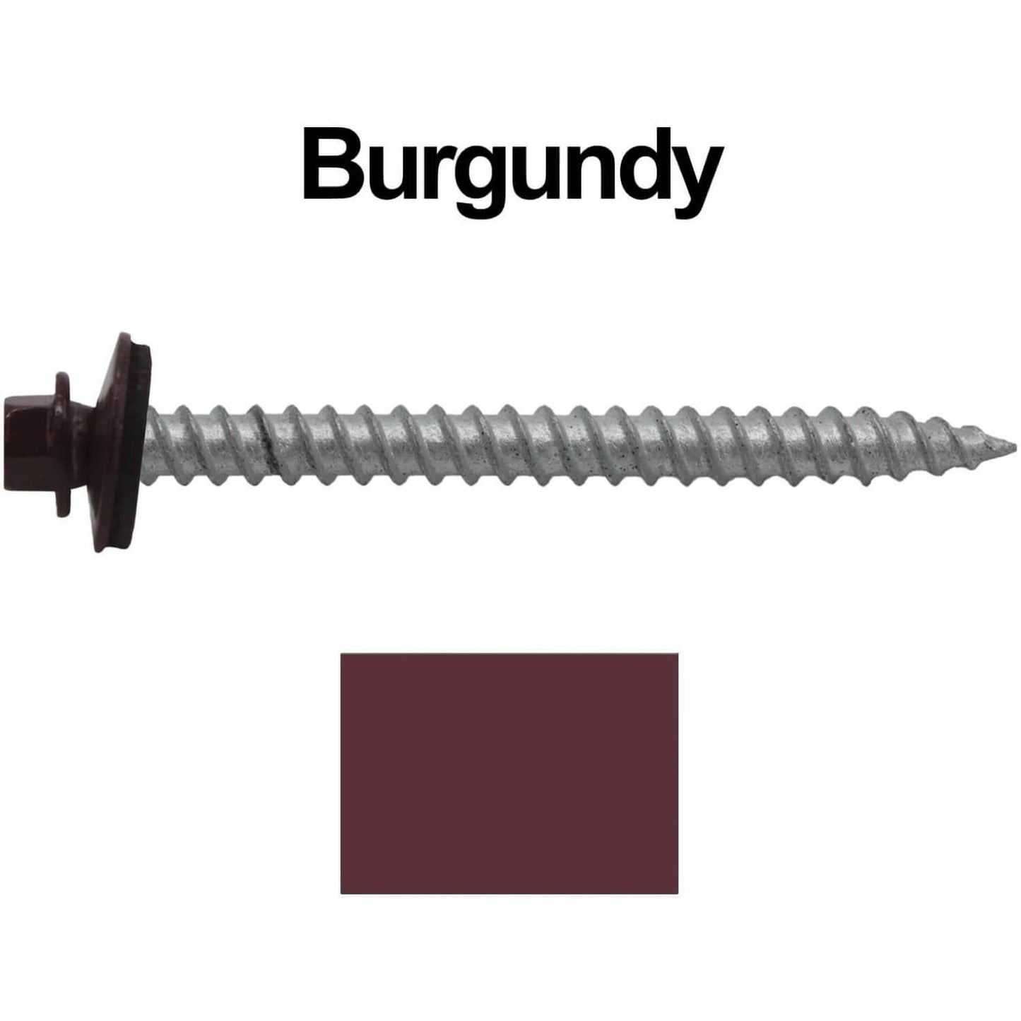 12 x 2-1/2" Metal ROOFING SCREWS - Hex Washer Head - Self starting/self tapping - EPDM washer. Colored head.