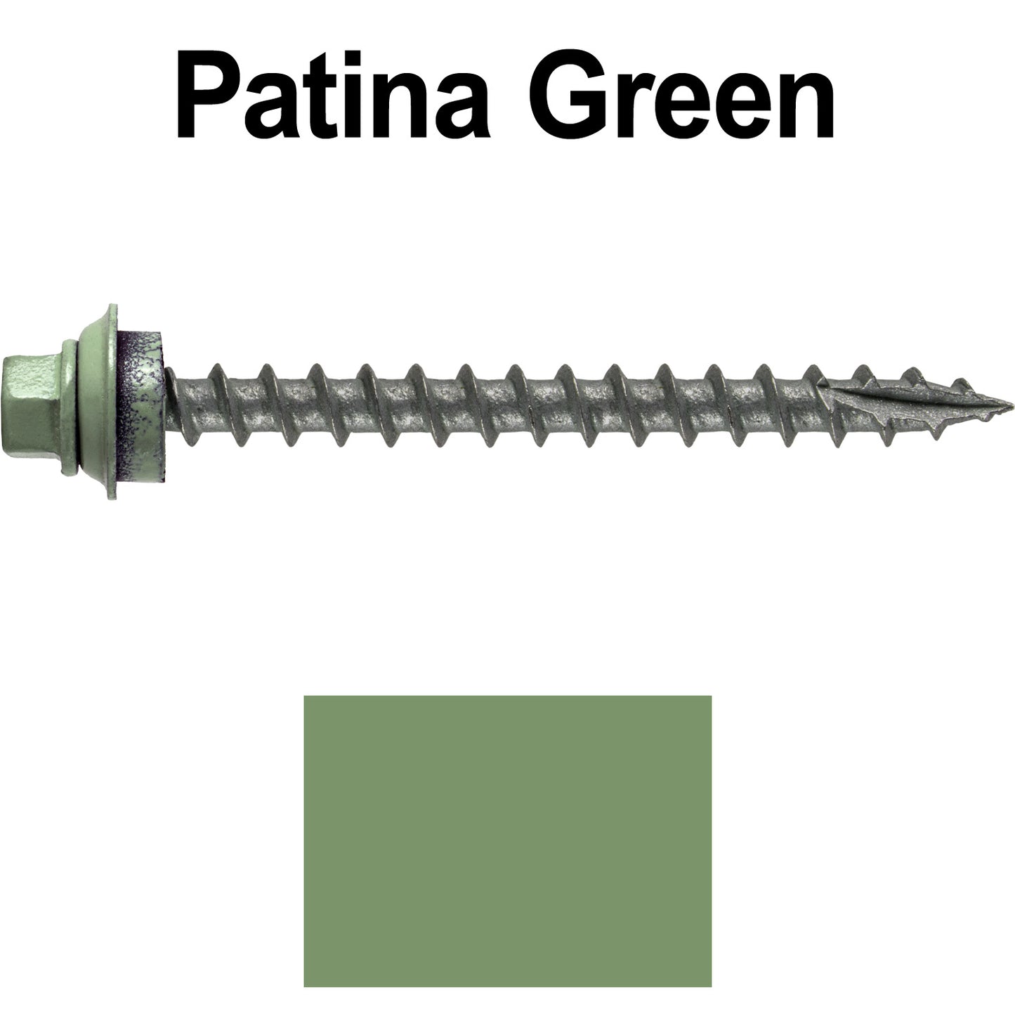 12 X 2-1/2" Metal Roofing Screws For OSB and Plywood - Galvanized Metal to Wood Type 17 Tip - 1/4" Hex Head - Assembled EPDM Washer