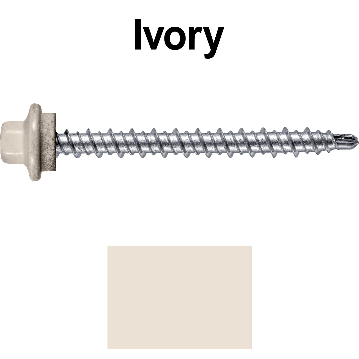 #10 x 2" Stainless Steel Mini Driller Sheet Metal Roofing Screw - Hex Washer Cap - Self starting metal to wood siding screws - EPDM washer. Colored head.