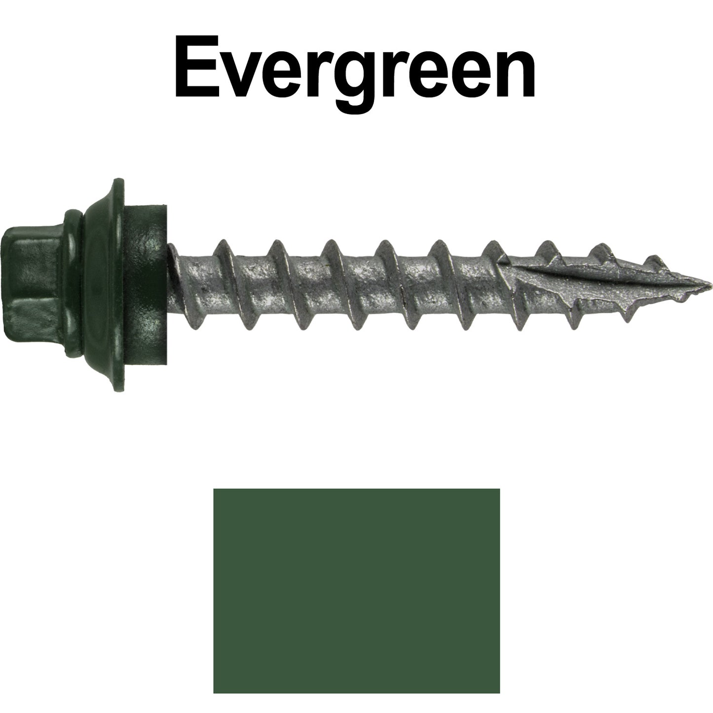 12 X 1-1/2" Metal Roofing Screws For OSB and Plywood - Galvanized Metal to Wood Type 17 Tip - 1/4" Hex Head - Assembled EPDM Washer