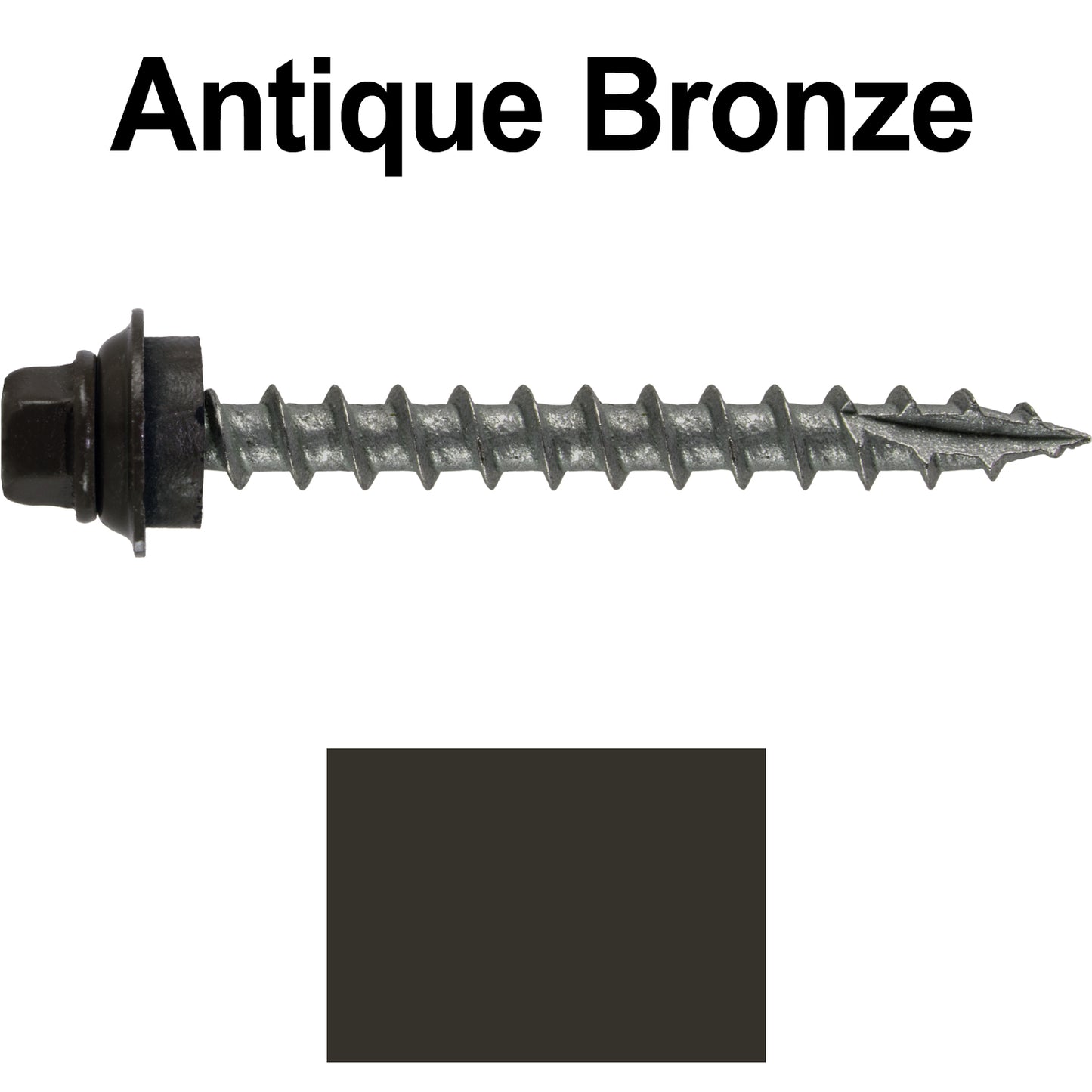 12 X 2" Metal Roofing Screws For OSB and Plywood - Galvanized Metal to Wood Type 17 Tip - 1/4" Hex Head - Assembled EPDM Washer