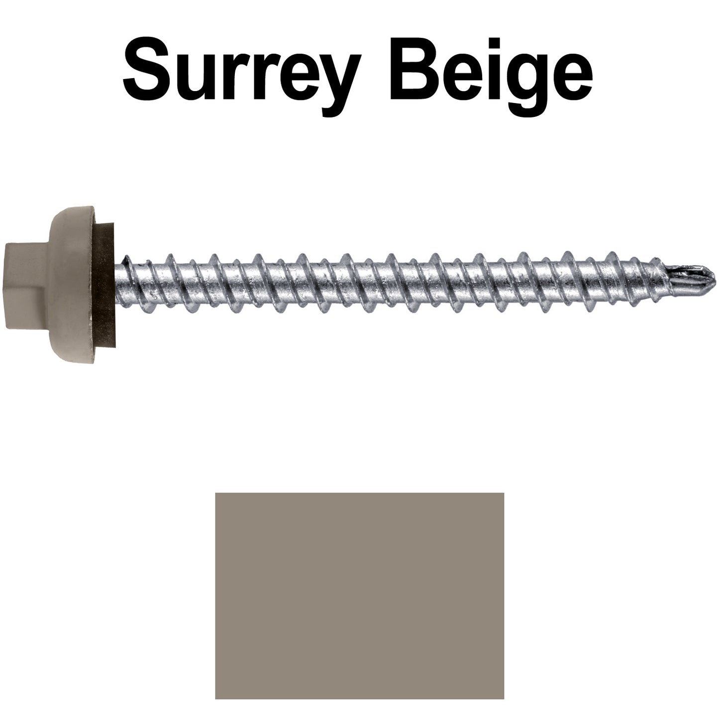 10 X 2” Zinc Aluminum Cap MINI-DRILLER Roofing Screws HI-LO THREAD Zinc Plated Carbon Steel Shank - EPDM Washer - Colored head