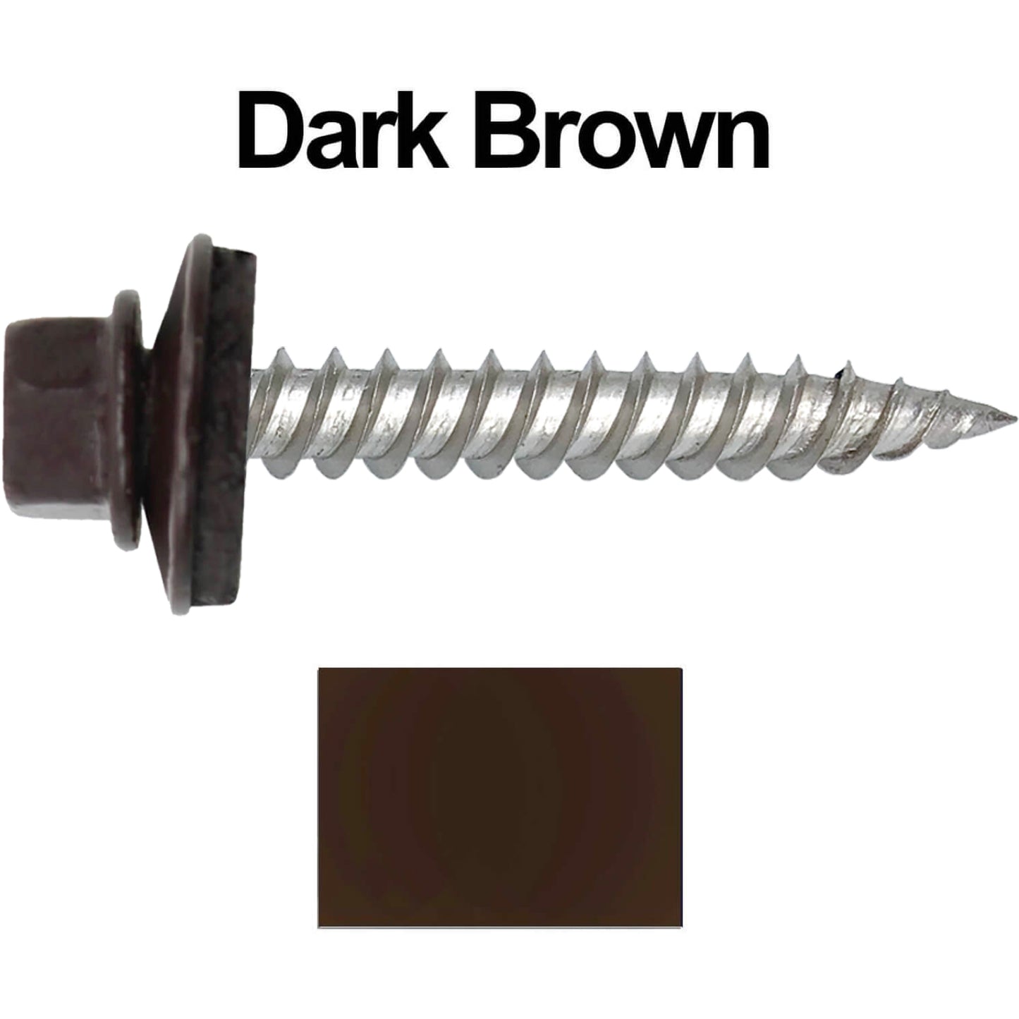 12 x 1-1/2" Stainless Steel Metal Roofing Screw - Hex Washer Head - Self starting/self tapping - EPDM washer. Colored head.