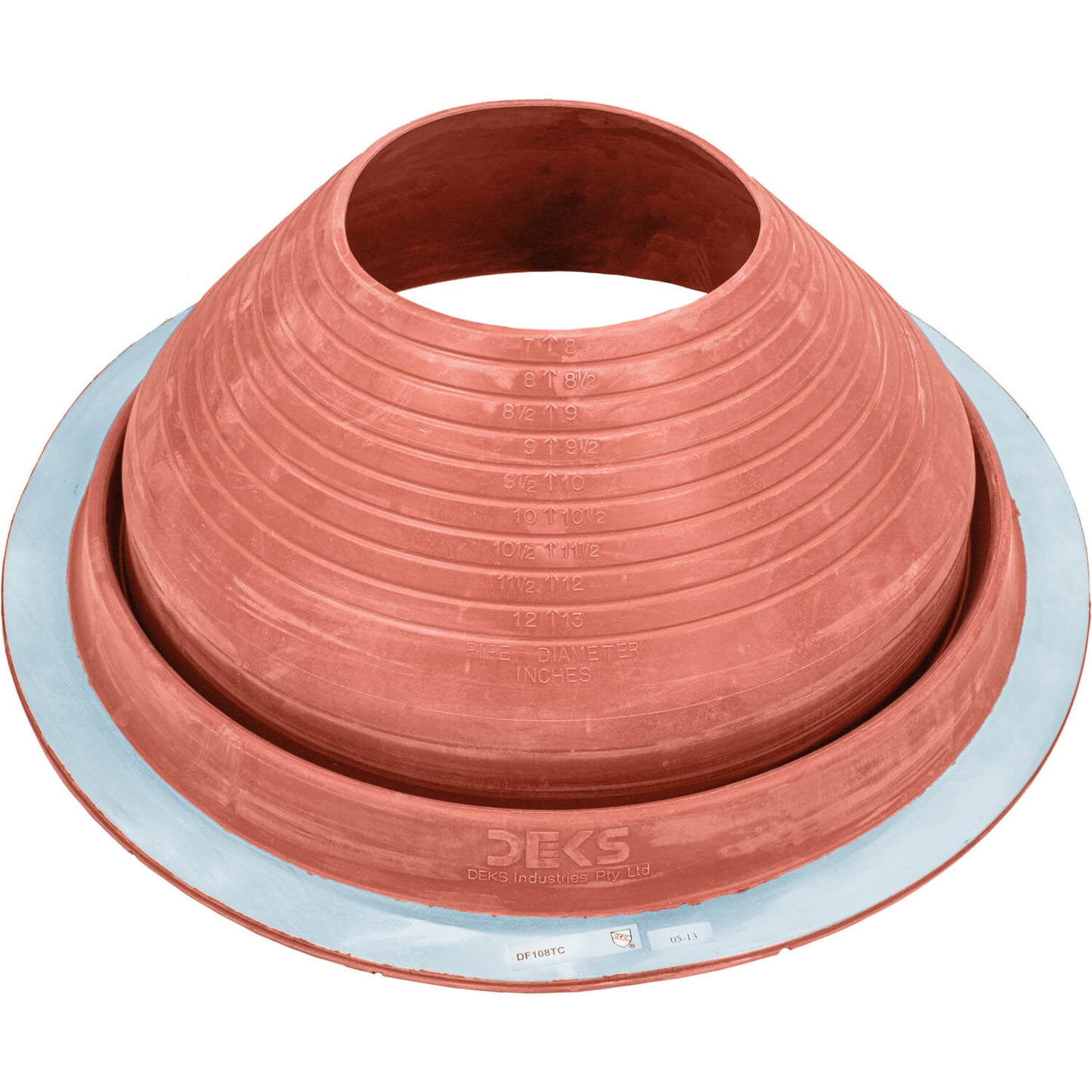 Dektite Round EPDM Pipe Flashings in Multiple Colors and Three Different Sizes. Continuous Service Temperature Ranges of -58F to 239F (EPDM)