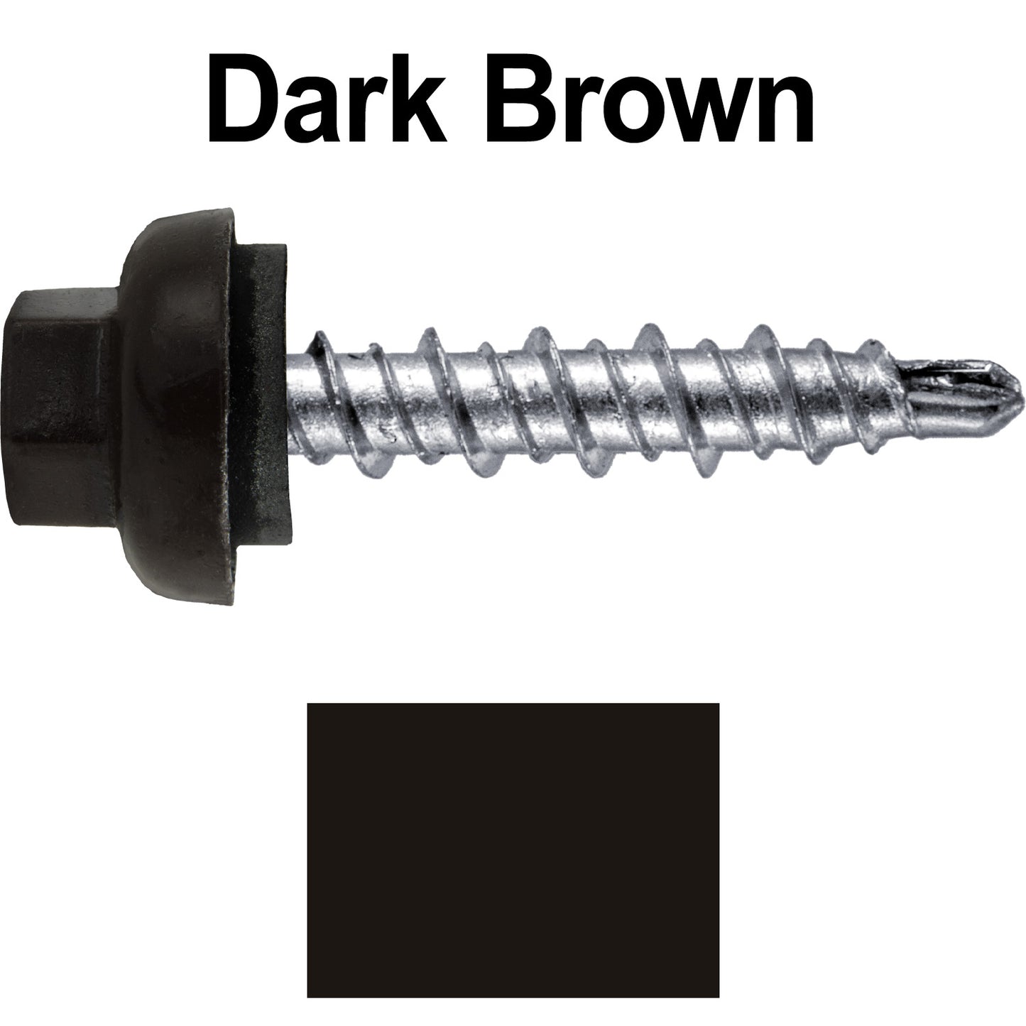 10 X 1" Zinc Aluminum Cap MINI-DRILLER Roofing Screws HI-LO THREAD Zinc Plated Carbon Steel Shank - EPDM Washer - Colored head