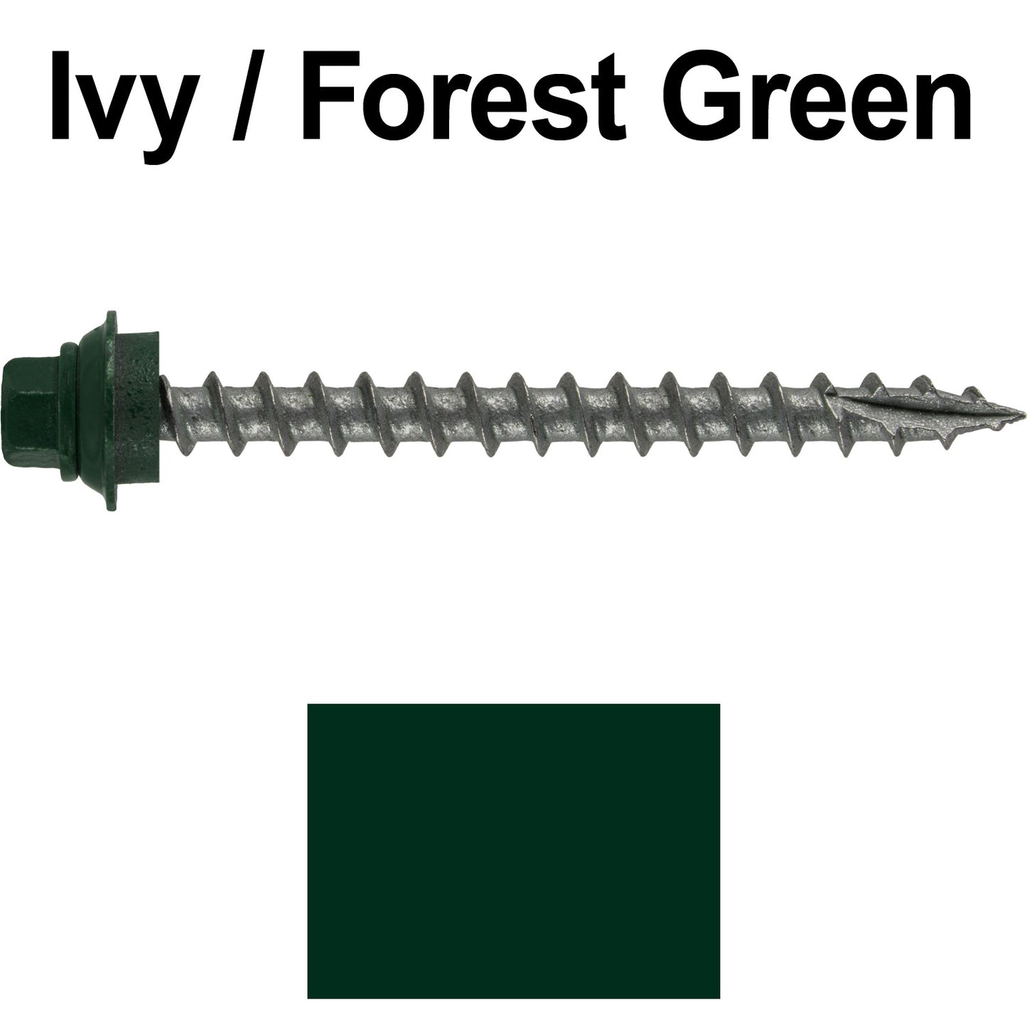 12 X 2-1/2" Metal Roofing Screws For OSB and Plywood - Galvanized Metal to Wood Type 17 Tip - 1/4" Hex Head - Assembled EPDM Washer