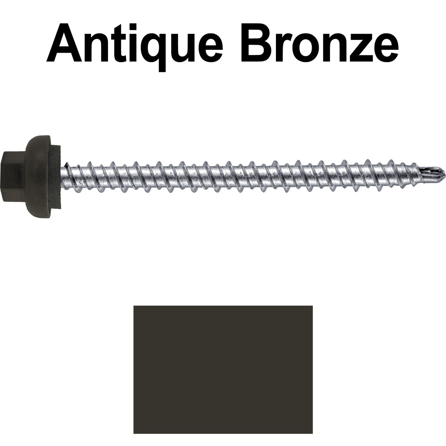 10 X 2-1/2" Zinc Aluminum Cap MINI-DRILLER Roofing Screws HI-LO THREAD Zinc Plated Carbon Steel Shank - EPDM Washer - Colored head