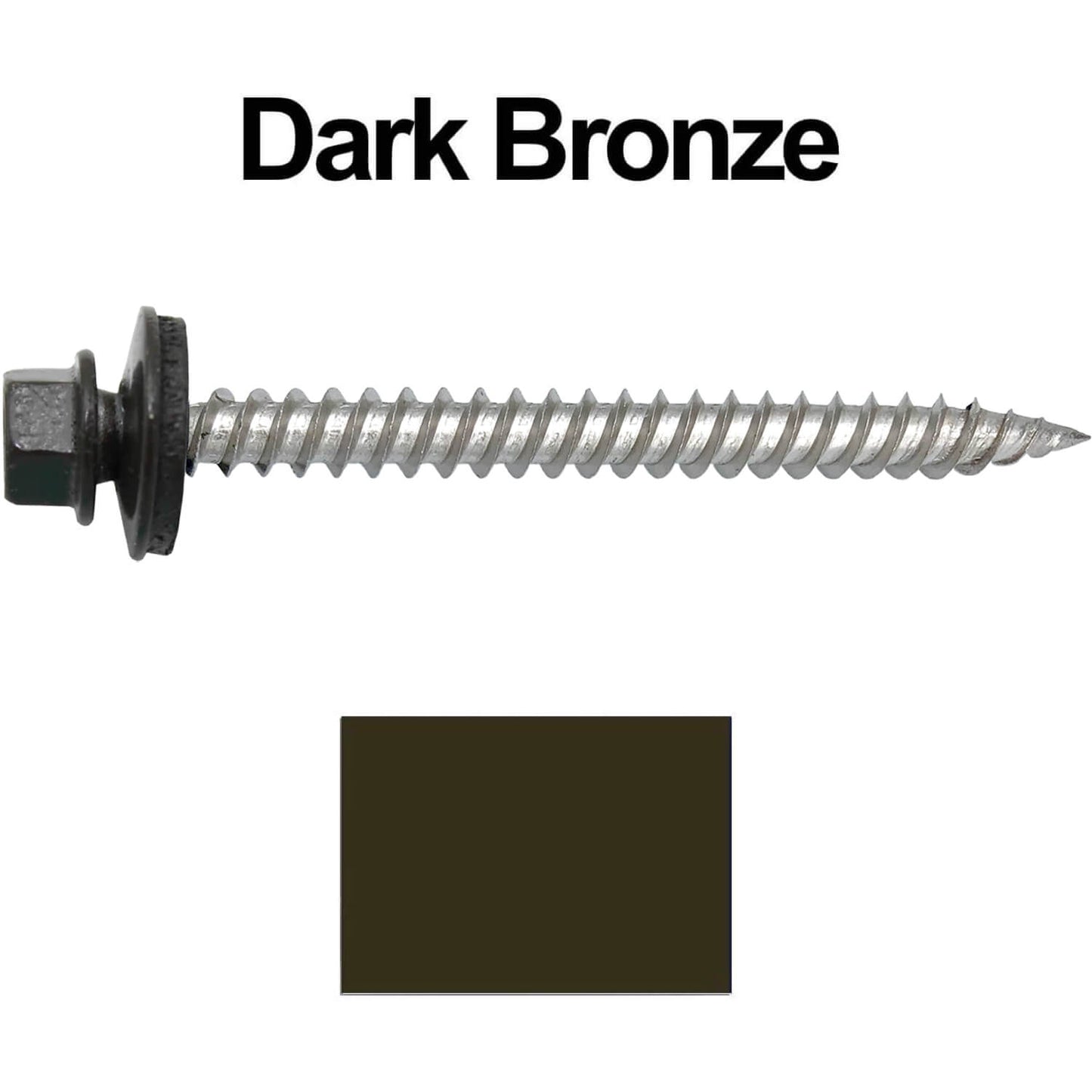 12 x 2-1/2" Stainless Steel Metal Roofing Screw - Hex Washer Head - Self starting/self tapping - EPDM washer. Colored head.