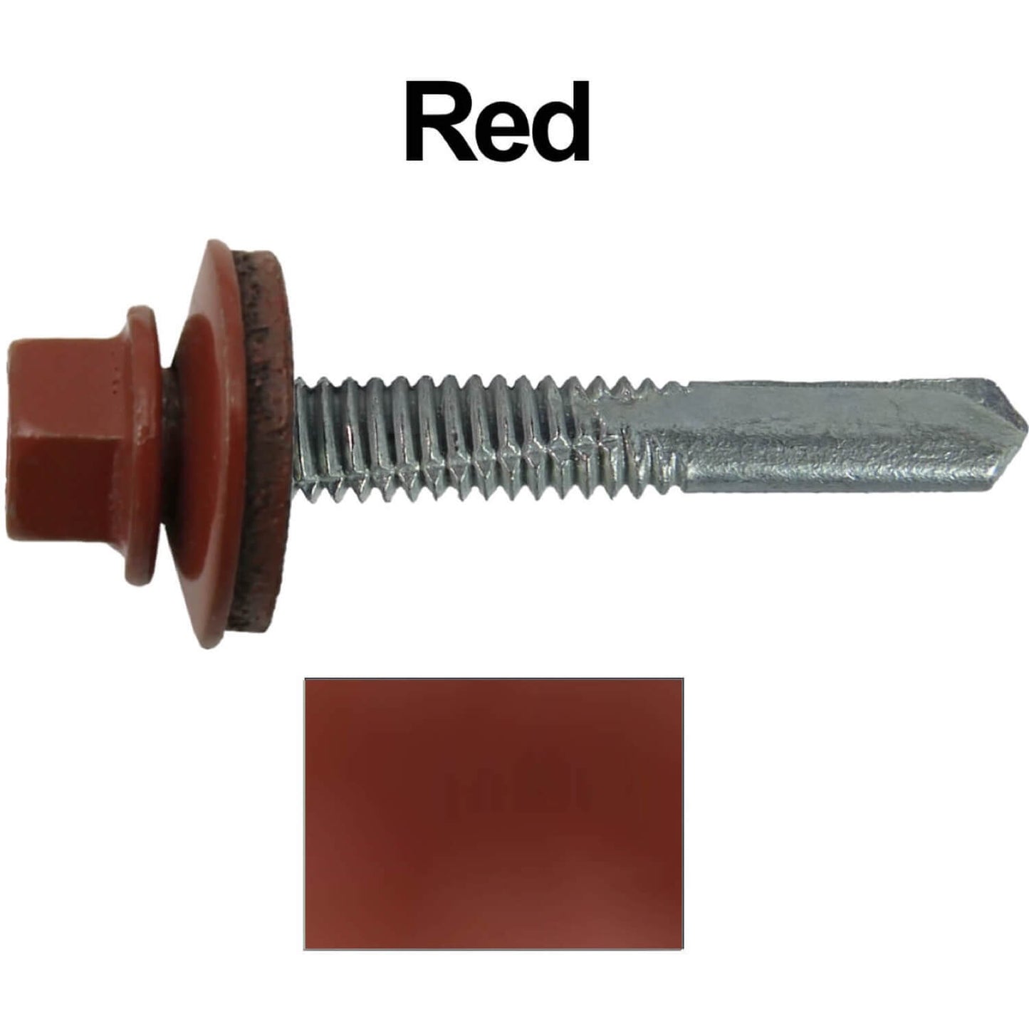 #12 x 1-1/2" Metal to Metal Type #5 Roofing Screws - Hex Head Drill Point. 9/16" EPDM Washer. Colored Head.