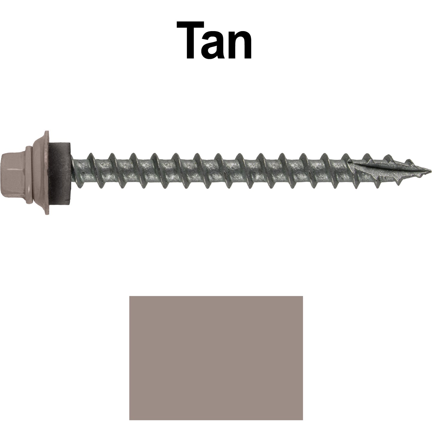 12 X 2-1/2" Metal Roofing Screws For OSB and Plywood - Galvanized Metal to Wood Type 17 Tip - 1/4" Hex Head - Assembled EPDM Washer