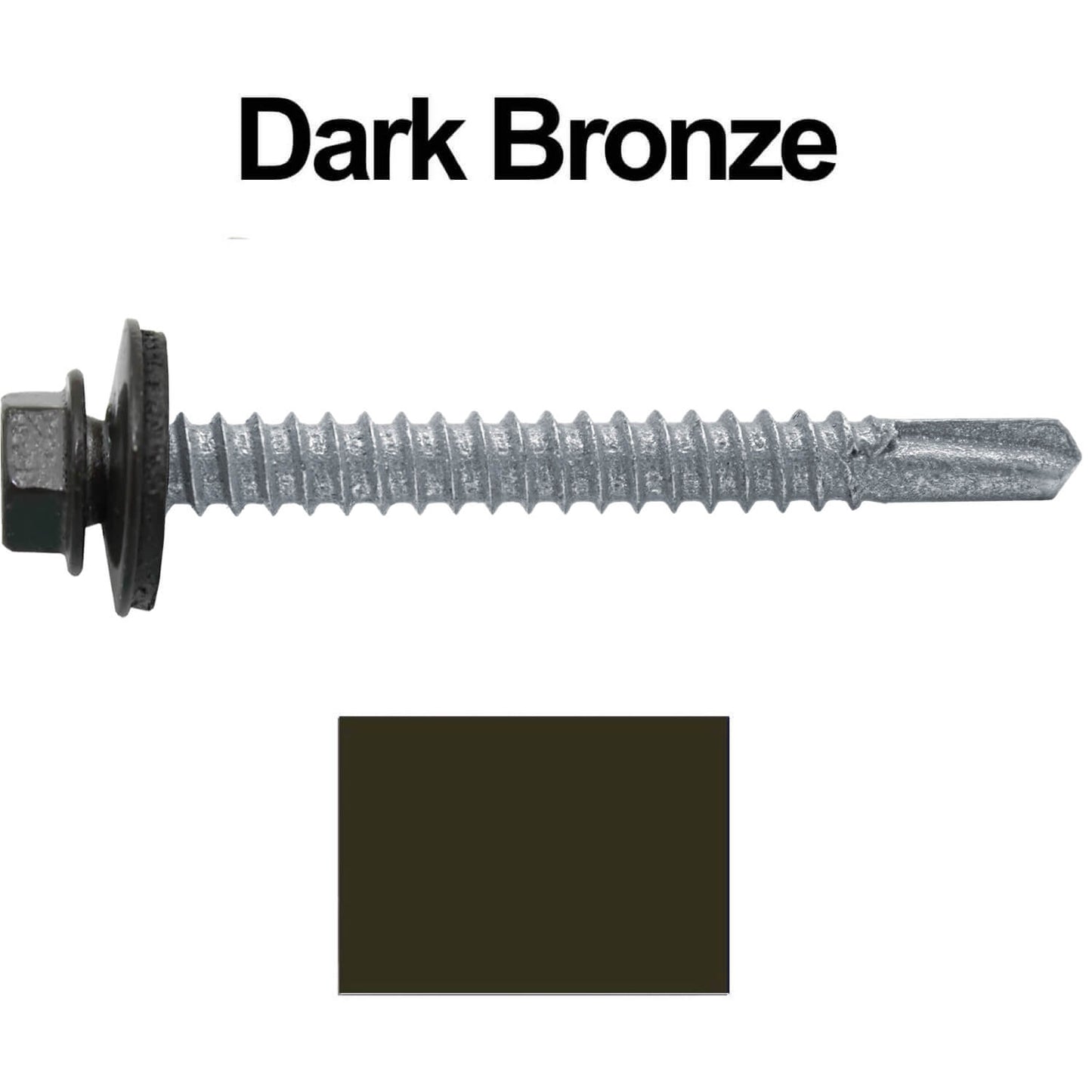 #12 x 2" Metal to Metal Type #3 Metal Roofing Screws - Hex Head Drill Point - 9/16" EPDM Washer.