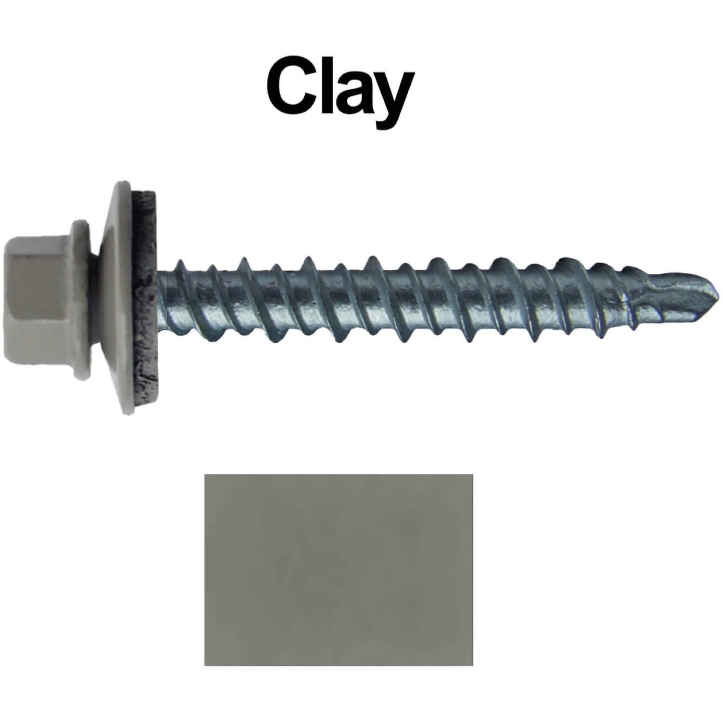 #10 x 1-1/2" Mini Driller Sheet Metal Roofing Screw - Hex Washer Head - Self starting metal to wood siding screws. EPDM washer. Colored head.