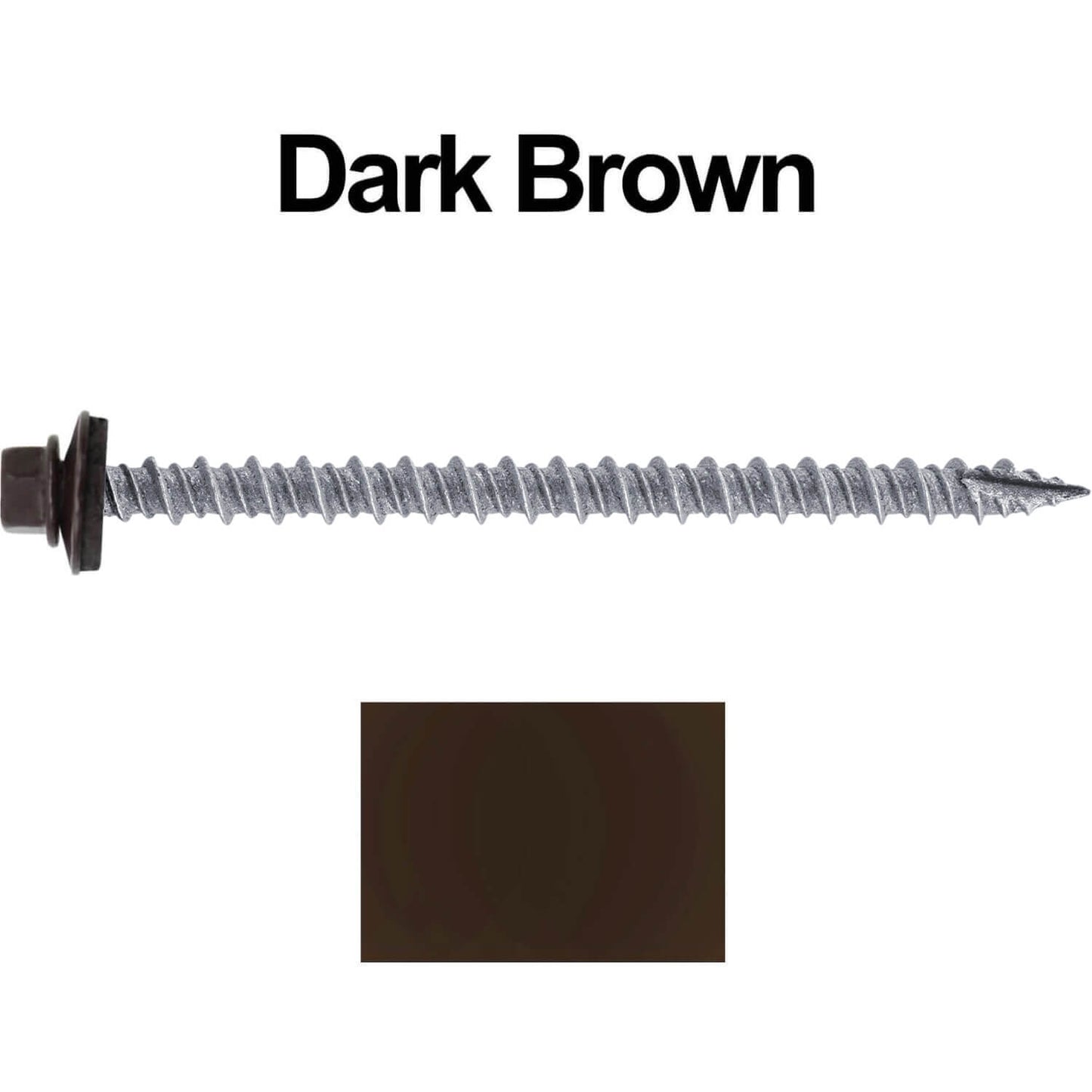 #10 x 3" Metal ROOFING SCREWS - Hex Washer Head - Self starting/self tapping - EPDM washer. Colored head.