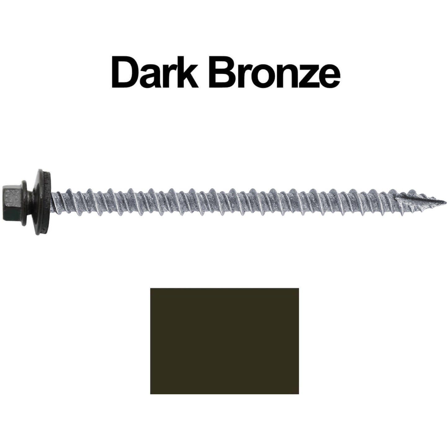 #10 x 3" Metal ROOFING SCREWS - Hex Washer Head - Self starting/self tapping - EPDM washer. Colored head.