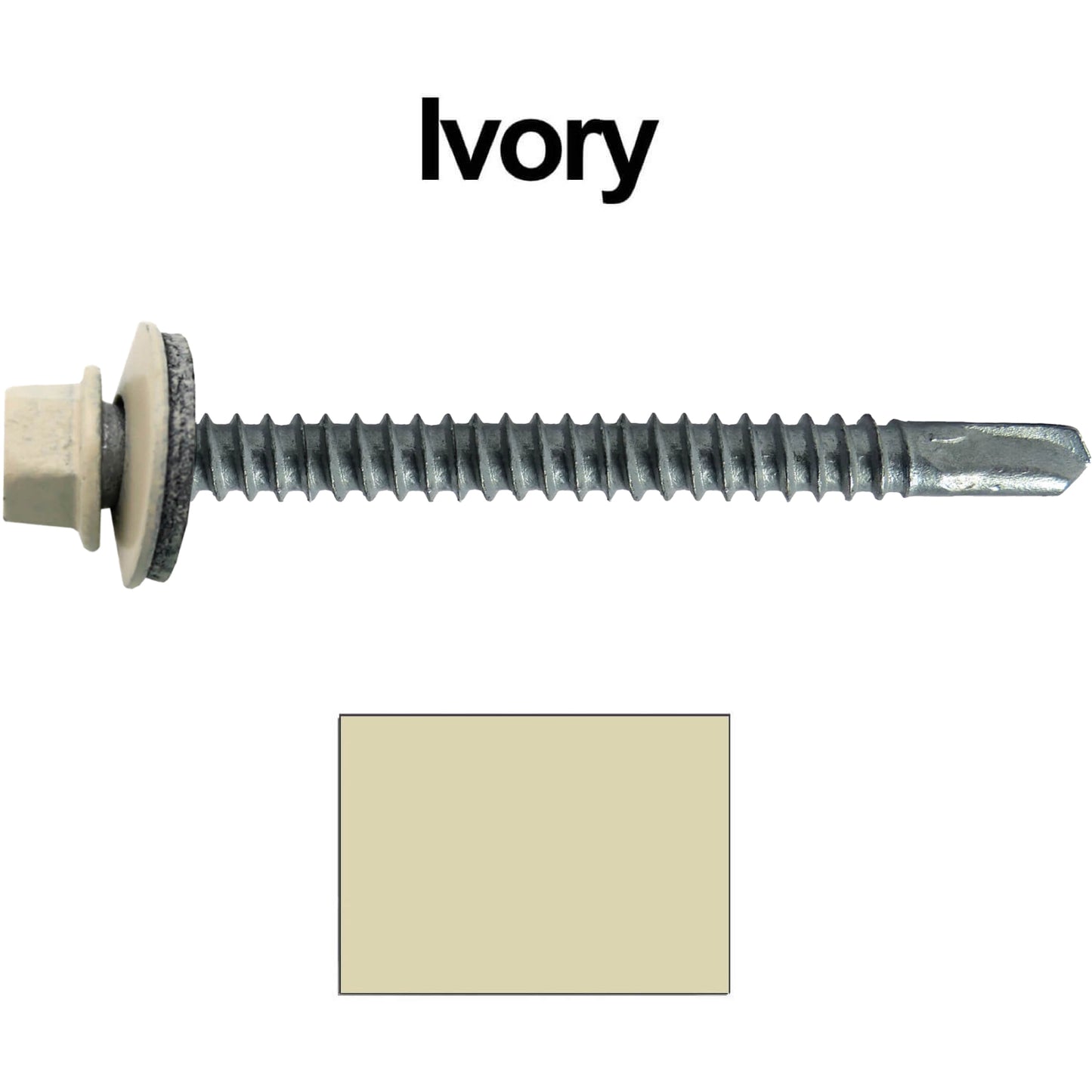 #12 X 3" Metal to Metal Type #3 Roofing Screws - Hex Washer Head - Self starting/self tapping - 5/8" EPDM washer. Colored head.