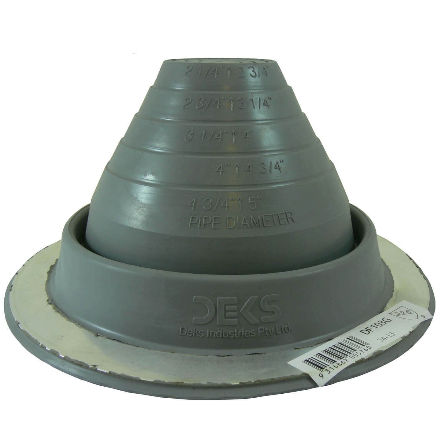 Dektite GRAY EPDM Flexible Round Pipe Flashing - Metal Roof Jack Pipe Boot - Metal Roofing Pipe Flashing
