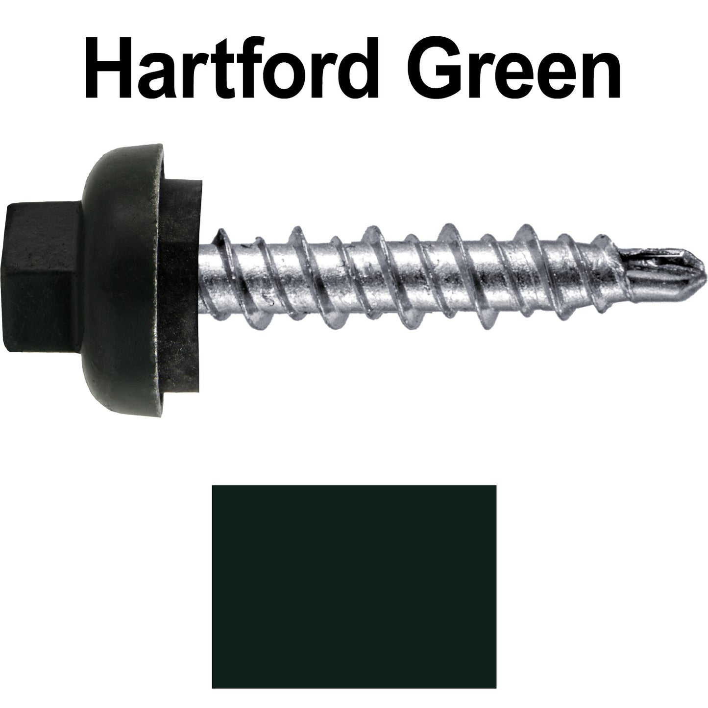 10 X 1" Zinc Aluminum Cap MINI-DRILLER Roofing Screws HI-LO THREAD Zinc Plated Carbon Steel Shank - EPDM Washer - Colored head