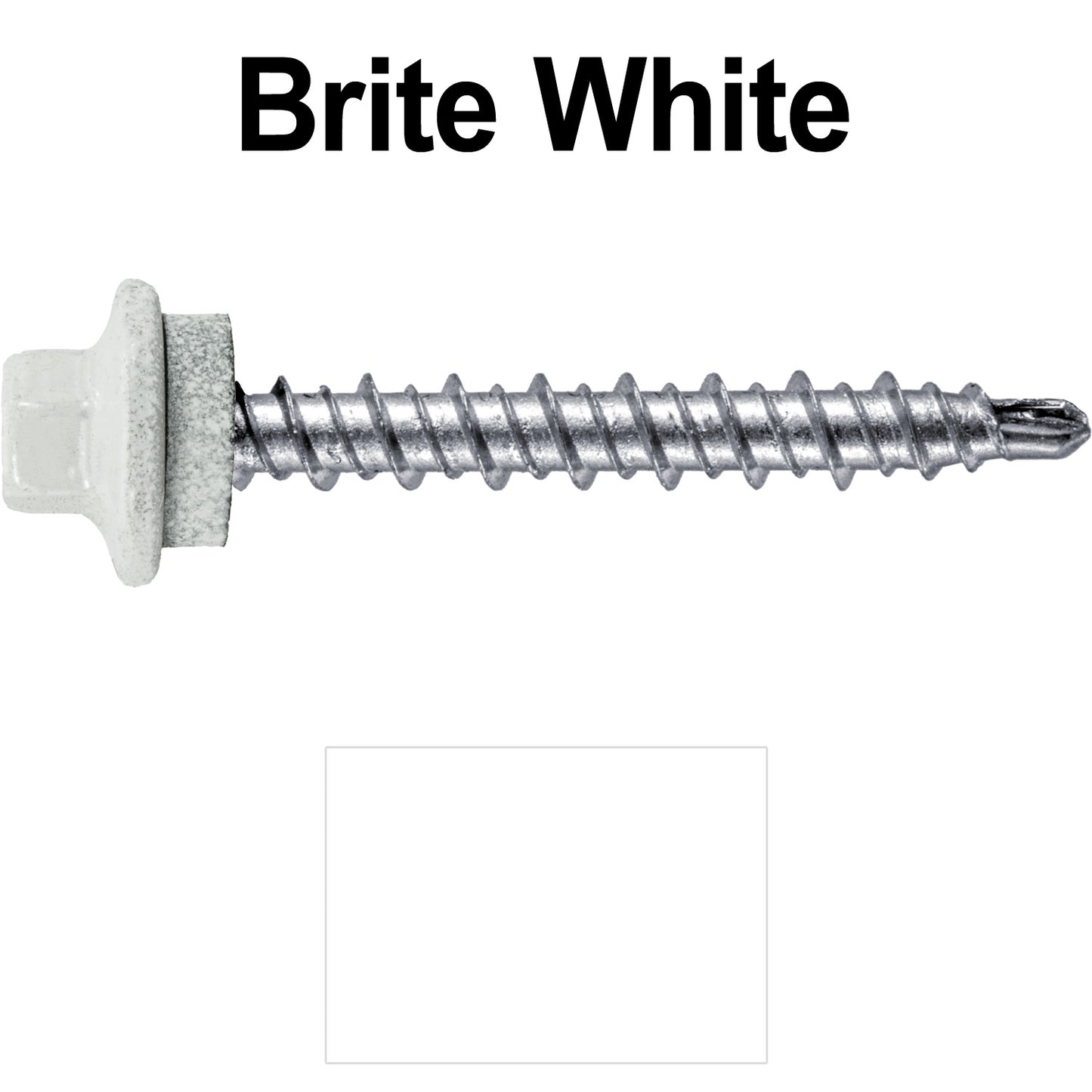 #10 x 1-1/2" Stainless Steel Mini Driller Sheet Metal Roofing Screw - Hex Washer Cap - Self starting metal to wood siding screws - EPDM washer. Colored head.
