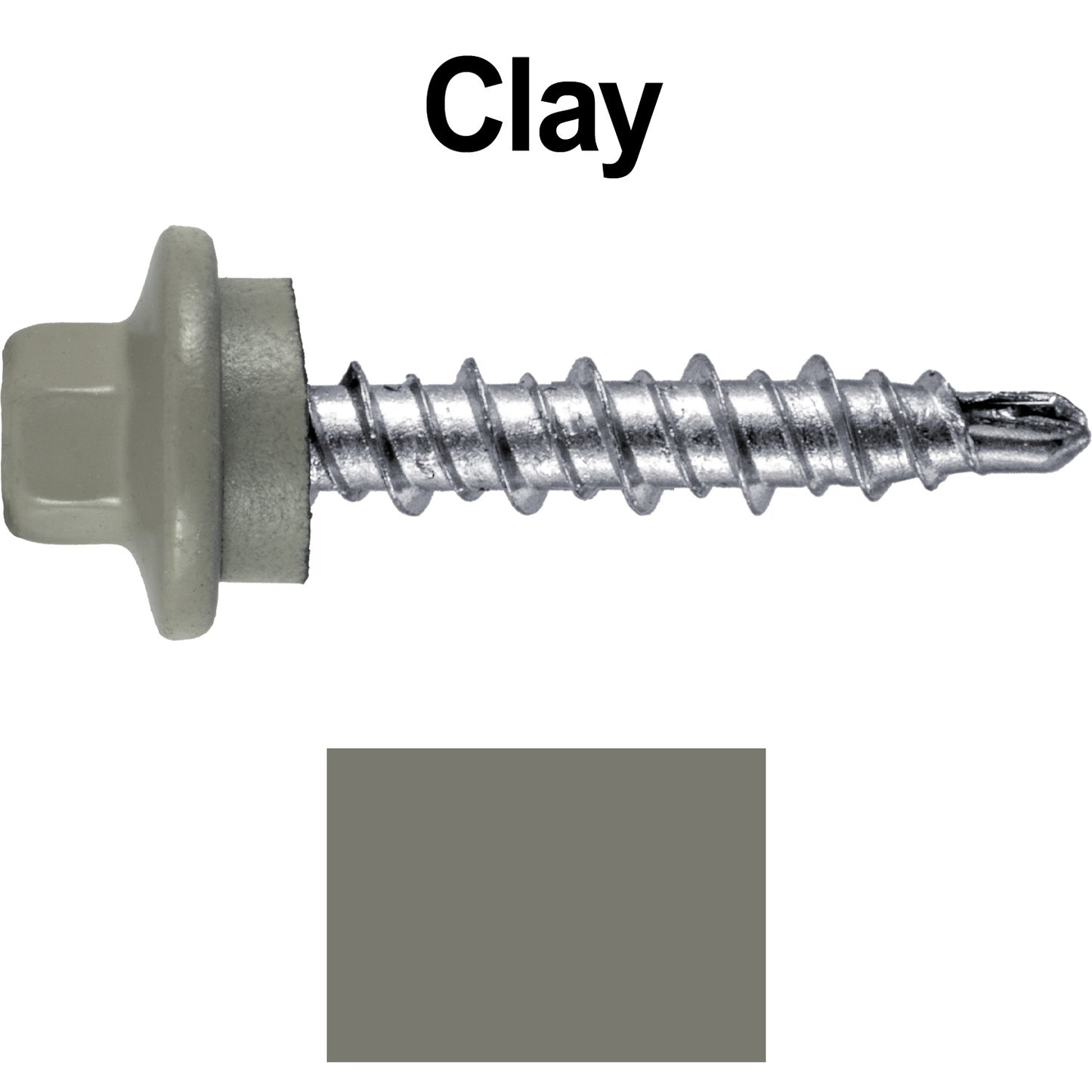 #10 x 1" Stainless Steel Mini Driller Sheet Metal Roofing Screw - Hex Washer Cap - Self starting metal to wood siding screws - EPDM washer. Colored Head.