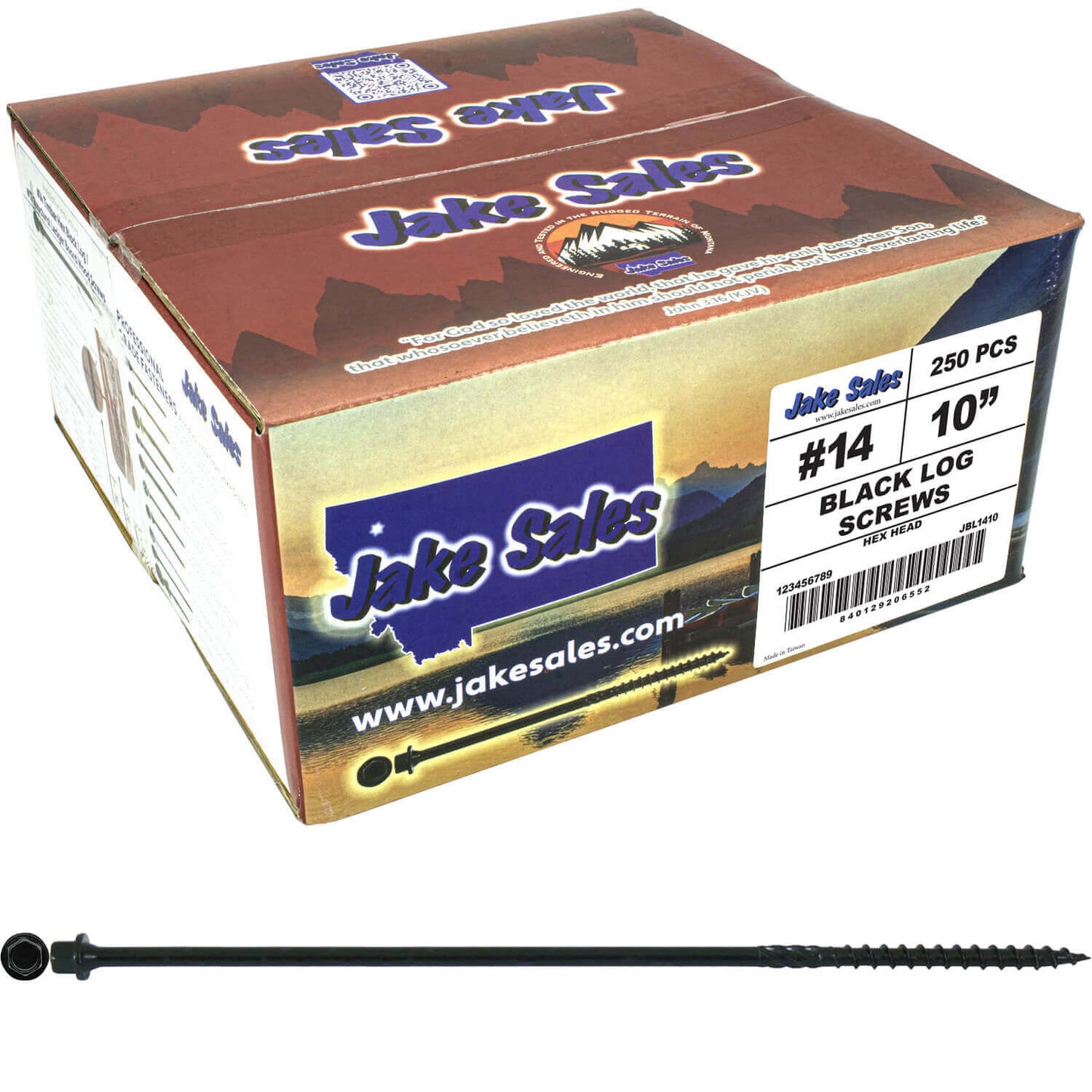 #14 Heavy-Duty Black Timber, Log & Structural Wood Screws - Exterior Coated - Use for Fastening Ledger Boards, Large Timbers, Logs and more.