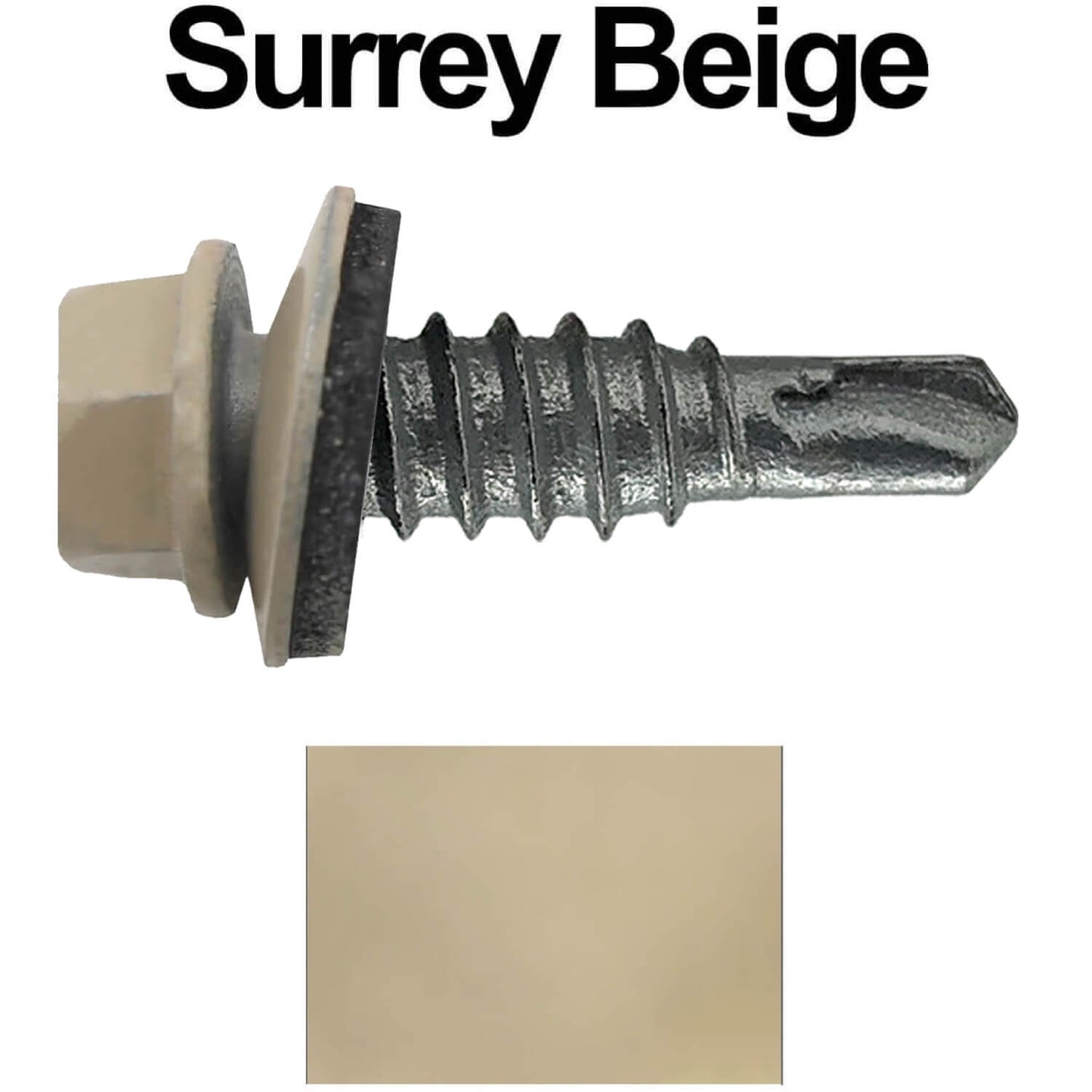 #14 x 7/8" Stitch Tek Metal to Metal Type #1 Roofing Screws - Hex Washer Head - Drill Point - 9/16" EPDM washer.