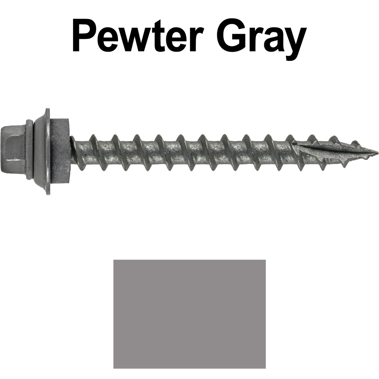 12 X 2" Metal Roofing Screws For OSB and Plywood - Galvanized Metal to Wood Type 17 Tip - 1/4" Hex Head - Assembled EPDM Washer