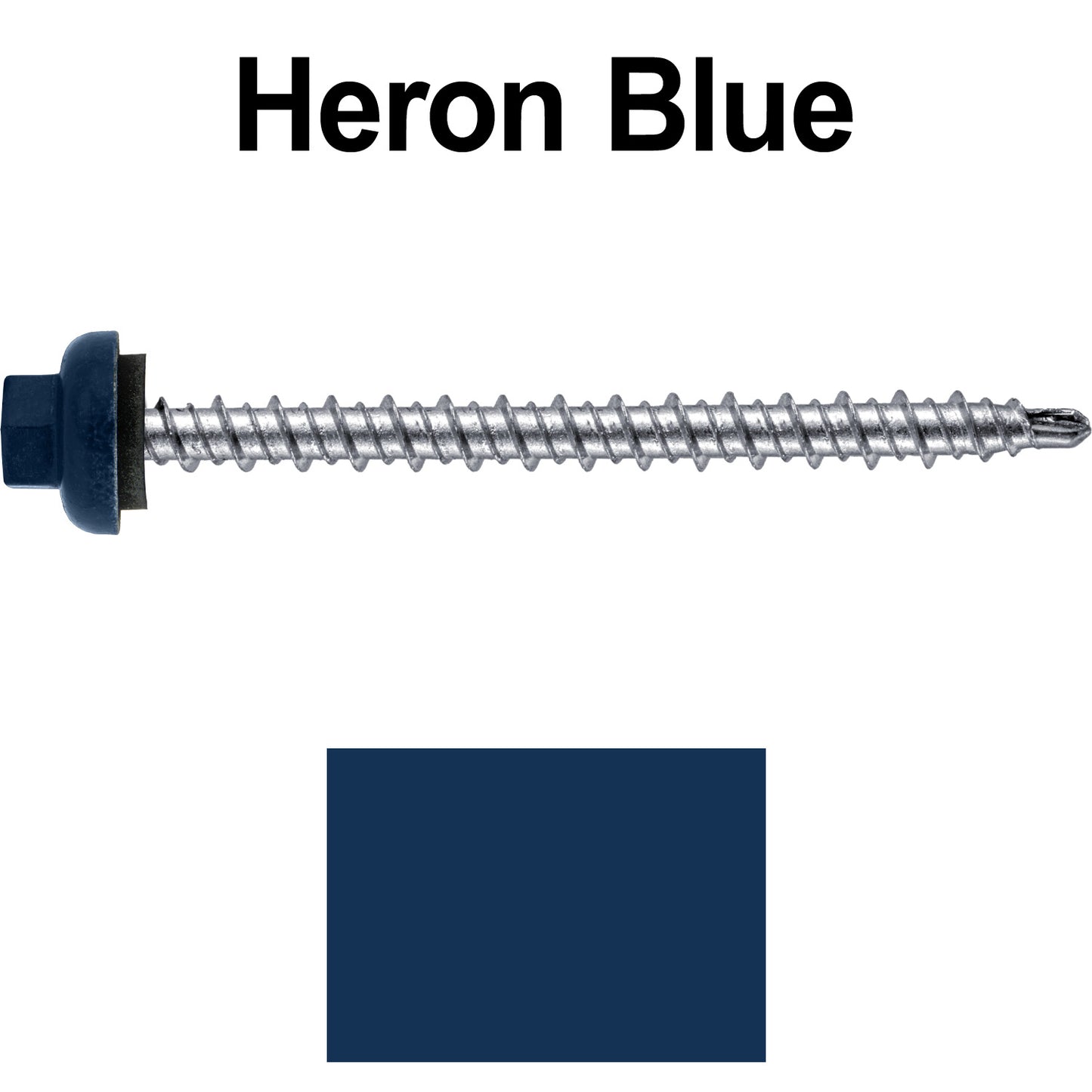 10 X 2-1/2" Zinc Aluminum Cap MINI-DRILLER Roofing Screws HI-LO THREAD Zinc Plated Carbon Steel Shank - EPDM Washer - Colored head