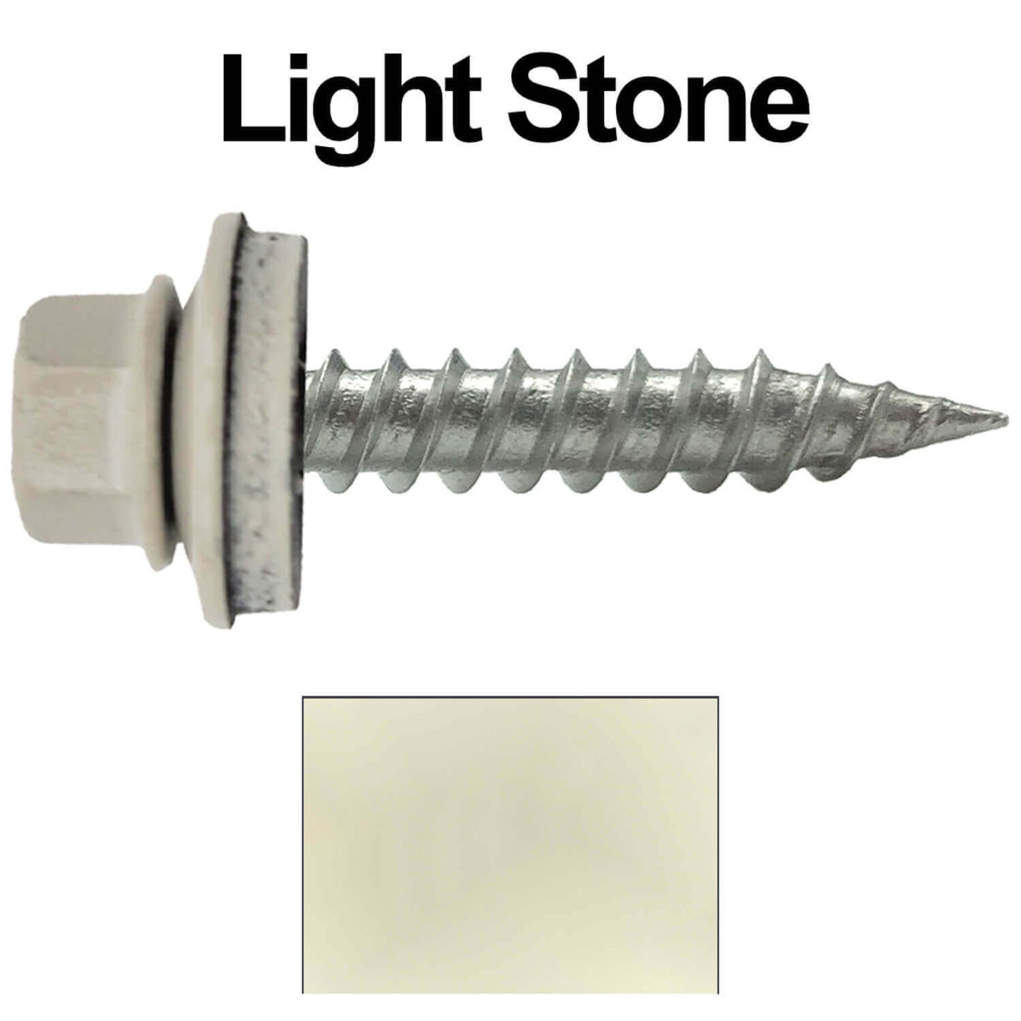 #9 x 1" Stainless Steel Metal Roofing Screws - Hex Washer Head - Self-Piercing (SP) tip metal to wood siding screws. EPDM washer. Colored head.