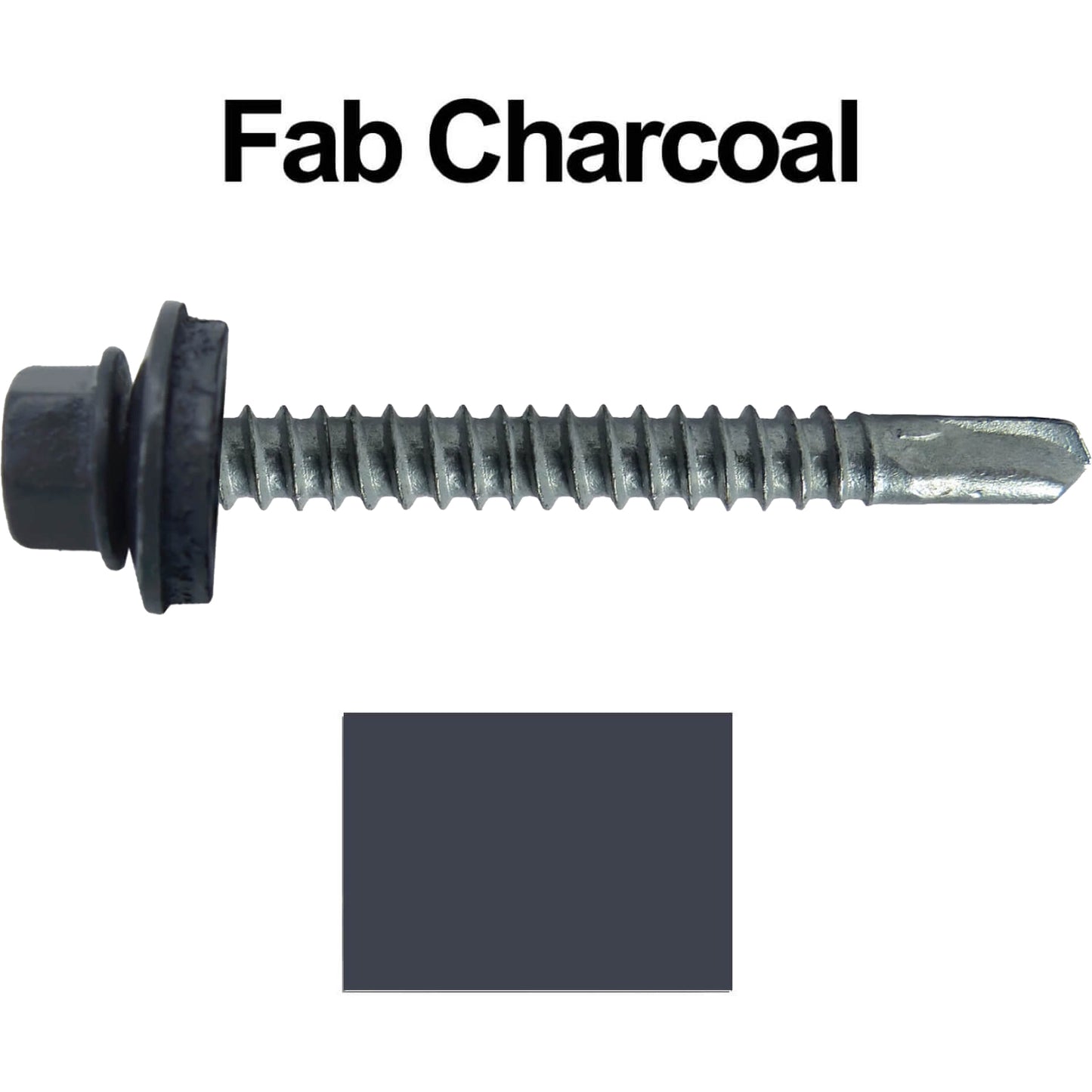 #12 x 2-1/2" Metal to Metal Type #3 Metal Roofing Screws - Hex Head Drill Point - 9/16" EPDM Washer. Colored head.
