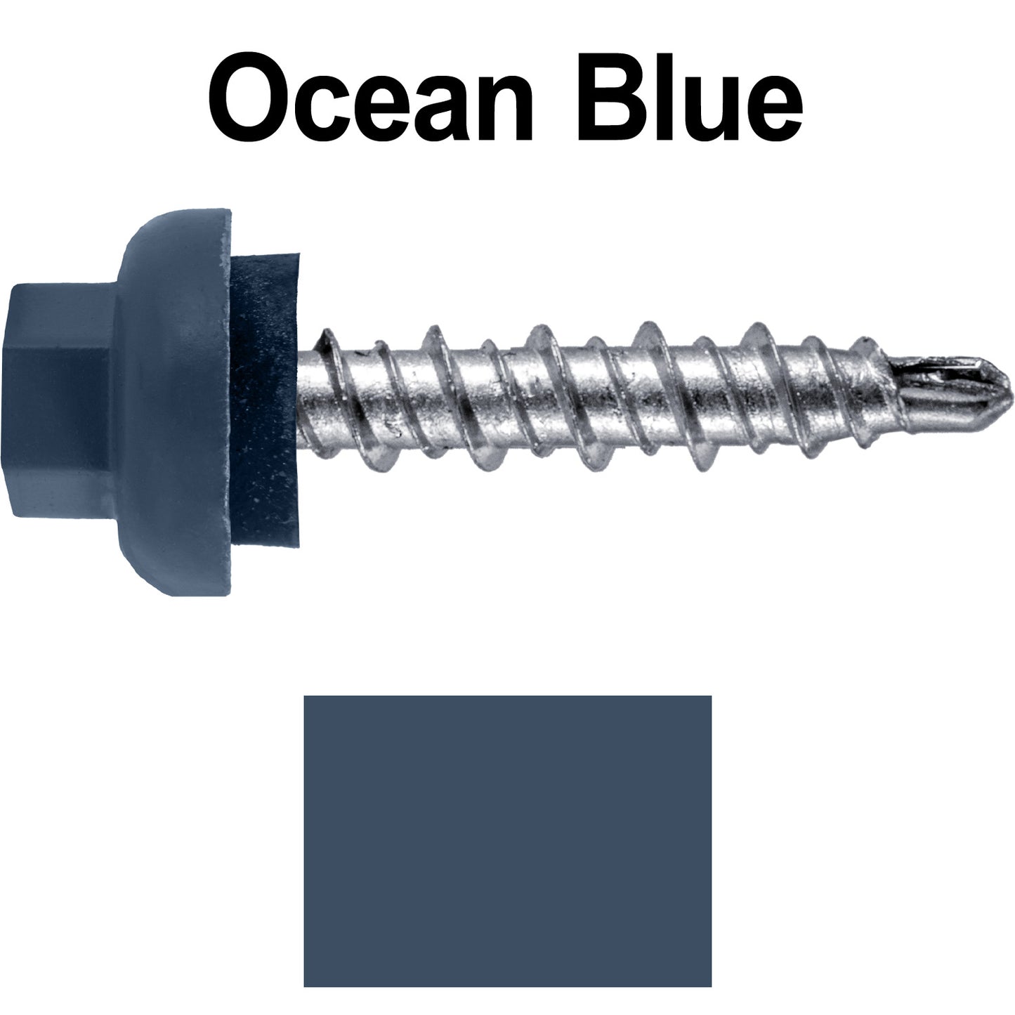 10 X 1" Zinc Aluminum Cap MINI-DRILLER Roofing Screws HI-LO THREAD Zinc Plated Carbon Steel Shank - EPDM Washer - Colored head
