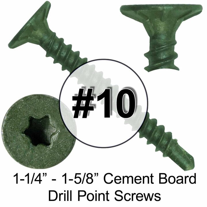 #10 Cement Board Torx/Star Head Screws DRILL POINT for Fastening Cement Backer Board/Cement Board/Tile Board - Torx/Star - T-25 Torx Head
