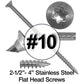 #10 Silver Star Stainless Steel Wood Screw Torx/Star Drive Head - 300 Series Stainless Steel Torx/Star Drive Wood Screws