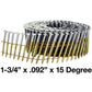 1-3/4 x .092 Inch 15 Degree Wire Weld Coil - Collated - Siding and Fencing Nails - Hot Galvanized - Vinyl Tip - Ring Shank - Full Box ~3000 nails
