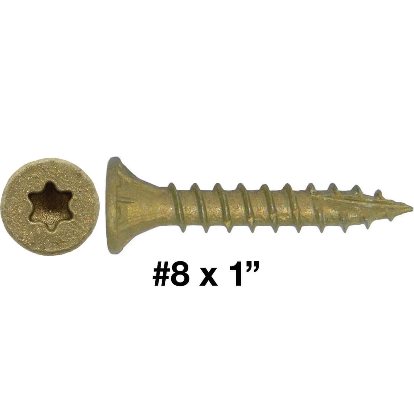 #8 Bronze Exterior Coated Wood Screw Torx/Star Drive Head - Multipurpose Exterior Coated Torx/Star Drive Wood Screws