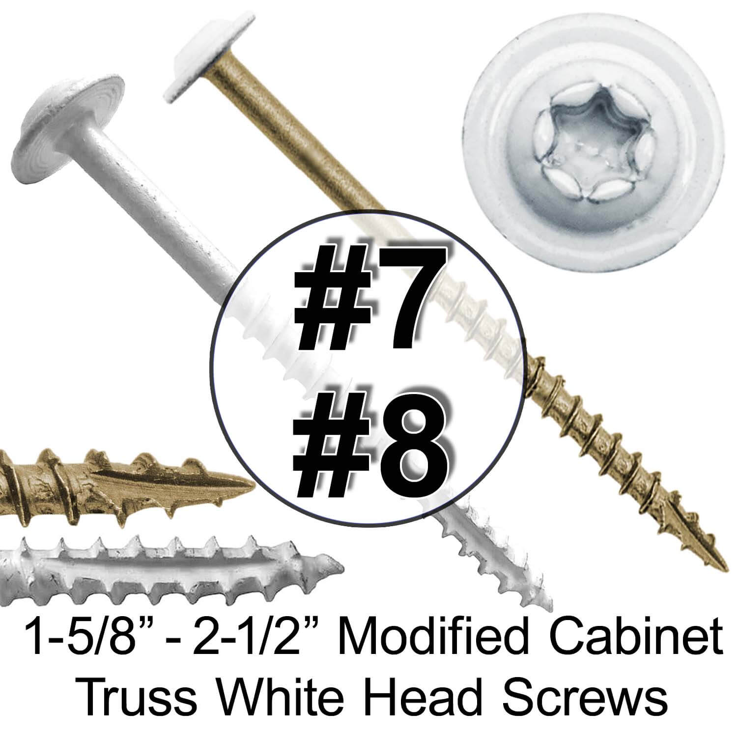 Bronze Star Exterior White Coated Round Head - Cabinet Wood Screw with Torx/Star Drive Head. Multipurpose Exterior/Interior Coated Torx/Star Drive