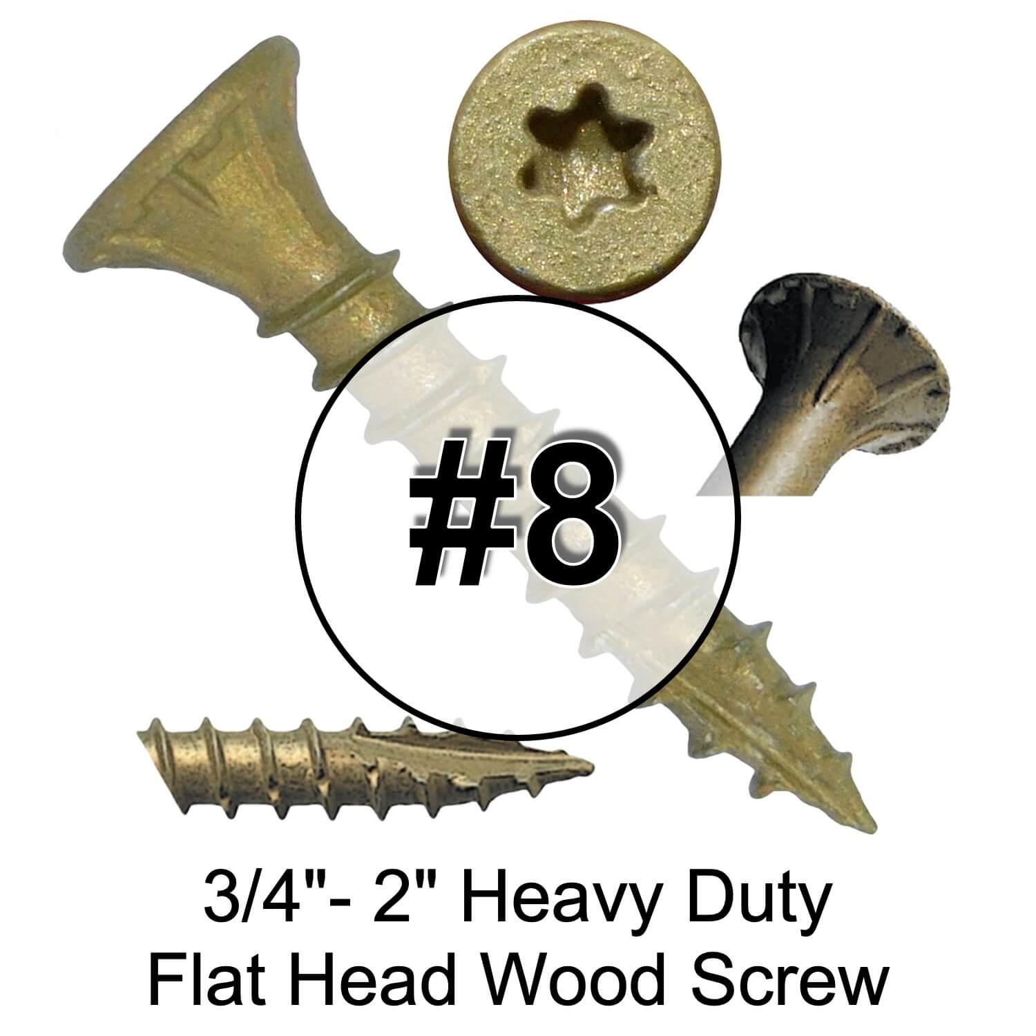 Jake Sales - #8 x 1-1/4 Gold Star Wood Screw Torx/Star Drive Head (1 Pound - 231 Approx. Screw Count) - Multipurpose Purpose Torx/Star Drive Wood