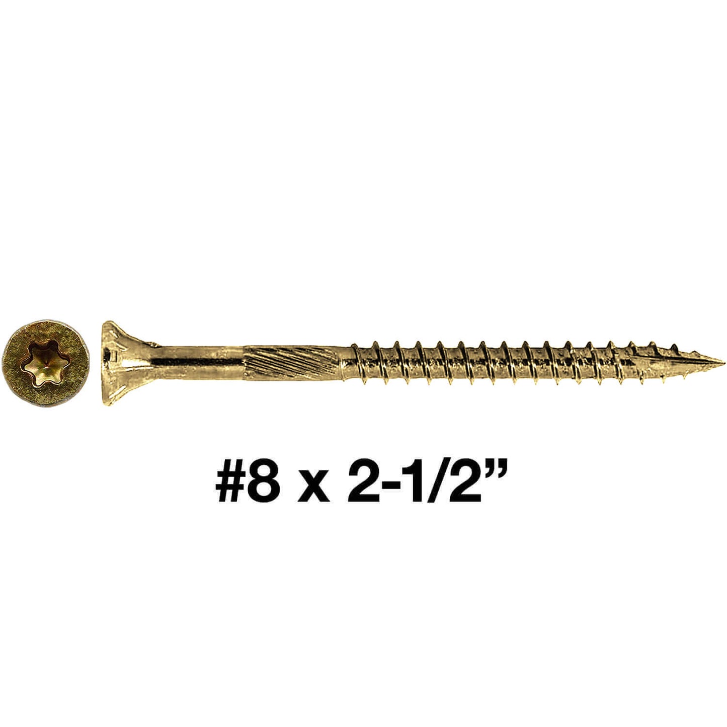 #8 Yellow Zinc Coated General Purpose Wood Screws. Torx/Star Drive Head - Multipurpose Torx/Star Drive Wood Screws