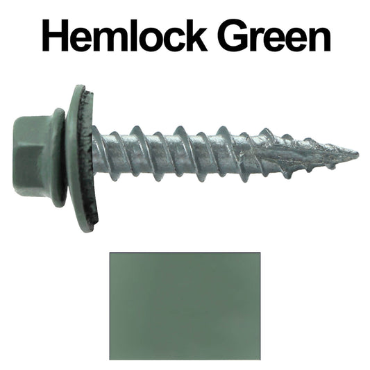 10x1" Metal Roofing Screw  - HEMLOCK GREEN (CLEARANCE)
